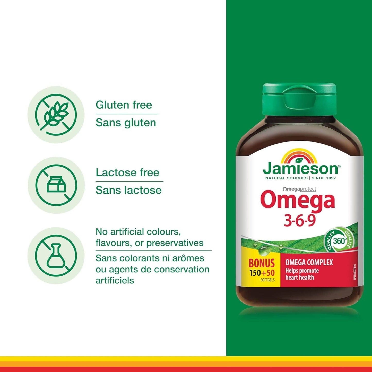 Bonus, 150+50 Softgels | Jamieson Omega 3-6-9 1,200 mg OmegaProtect