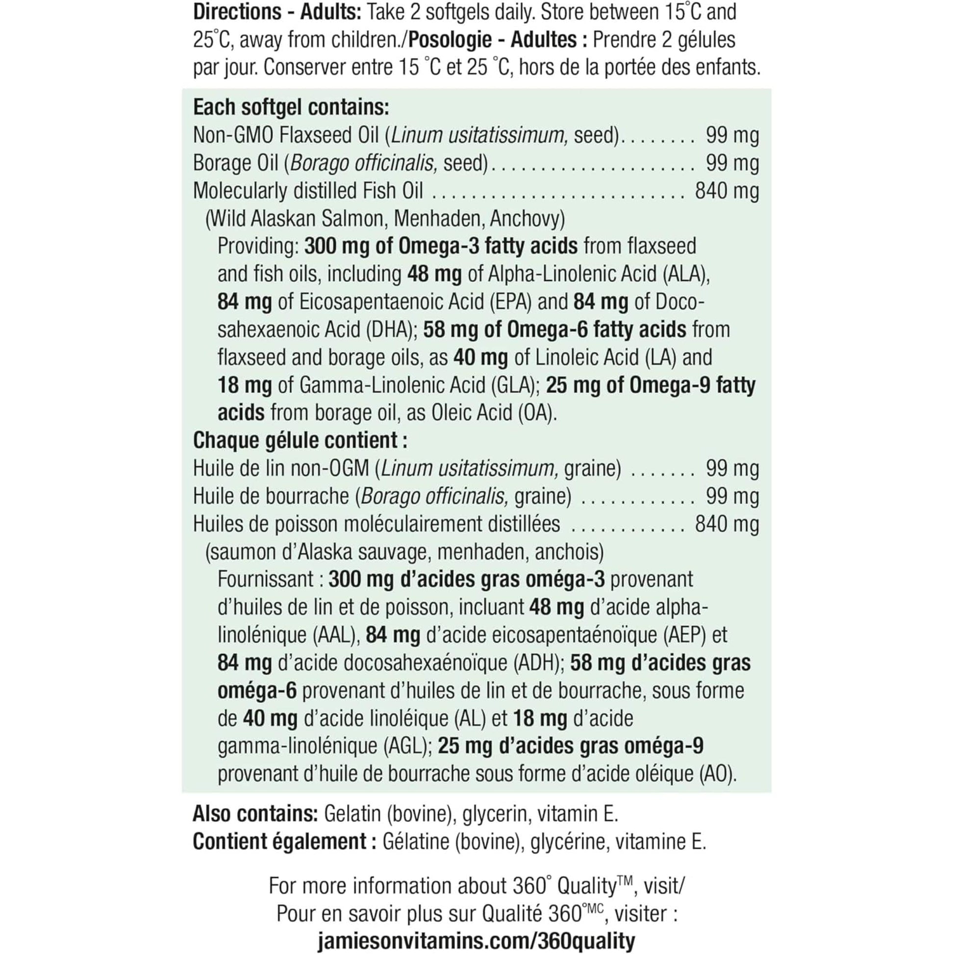 Bonus, 150+50 Softgels | Jamieson Omega 3-6-9 1,200 mg OmegaProtect