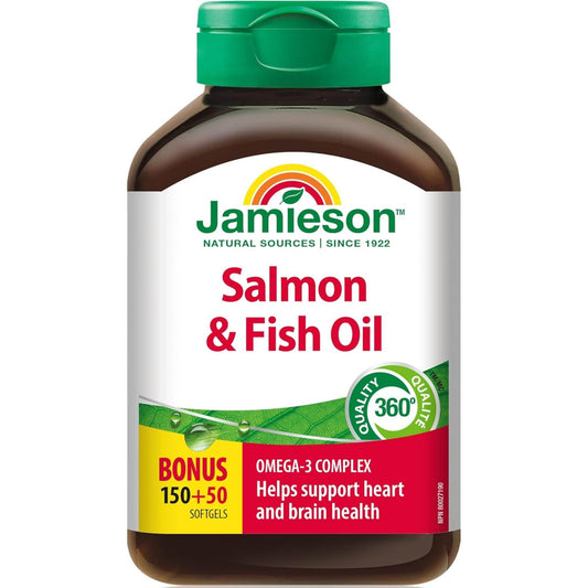 Bonus, 150+50 Softgels | Jamieson Salmon and Fish Oil, Omega-3 Complex