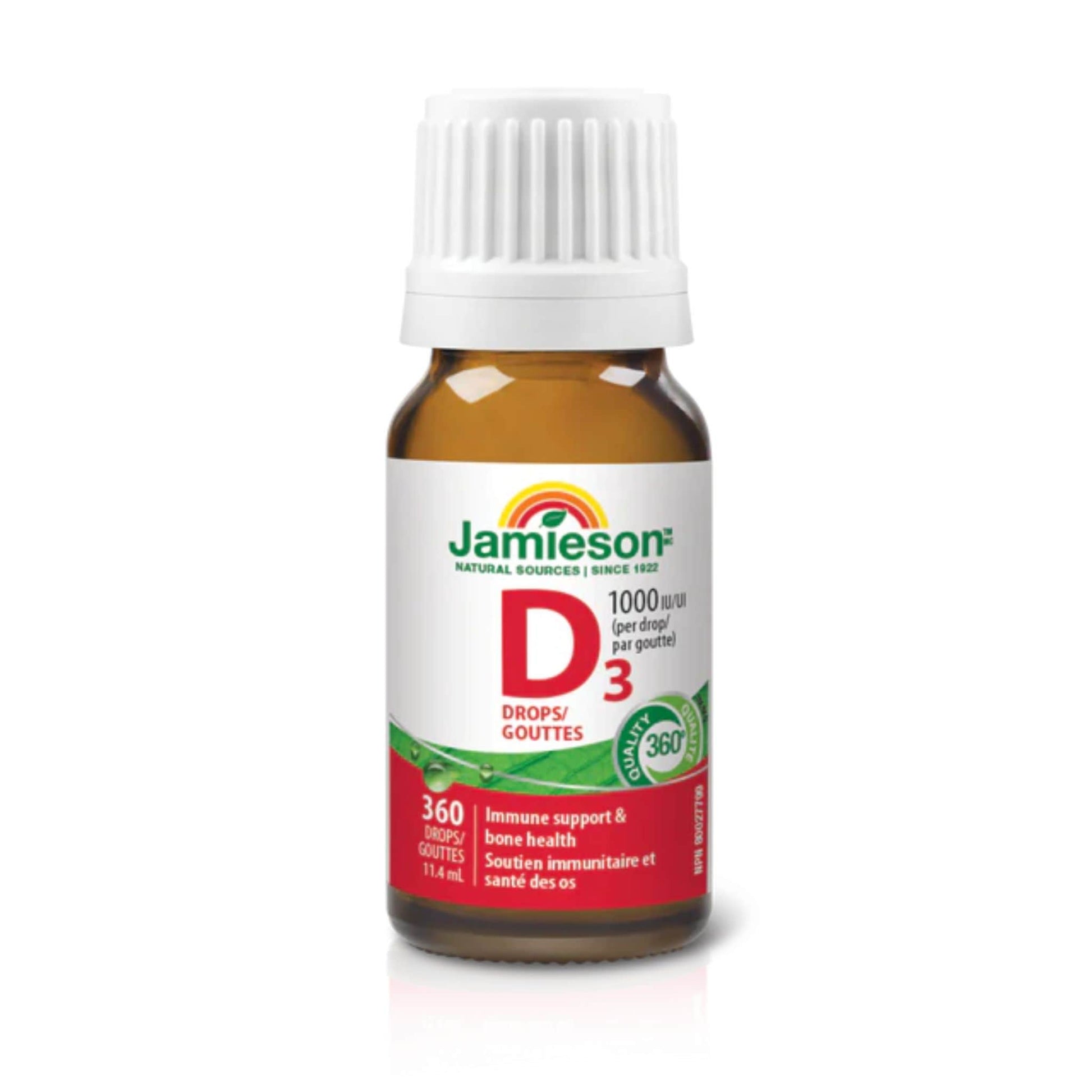 360 Liquid Dops, 11.4mL | Jamieson Vitamin D3 Drops 1,000 IU