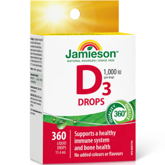 360 Liquid Dops, 11.4mL | Jamieson Vitamin D3 Drops 1,000 IU