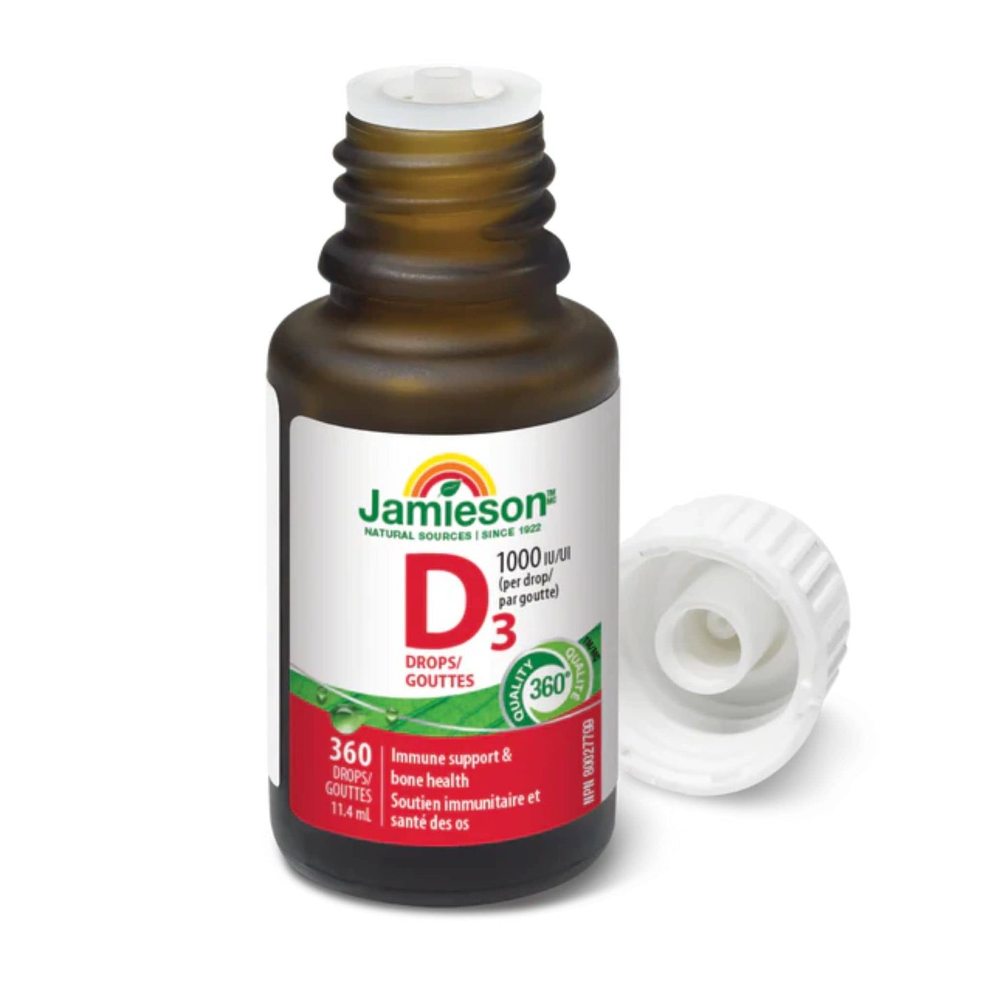 360 Liquid Dops, 11.4mL | Jamieson Vitamin D3 Drops 1,000 IU