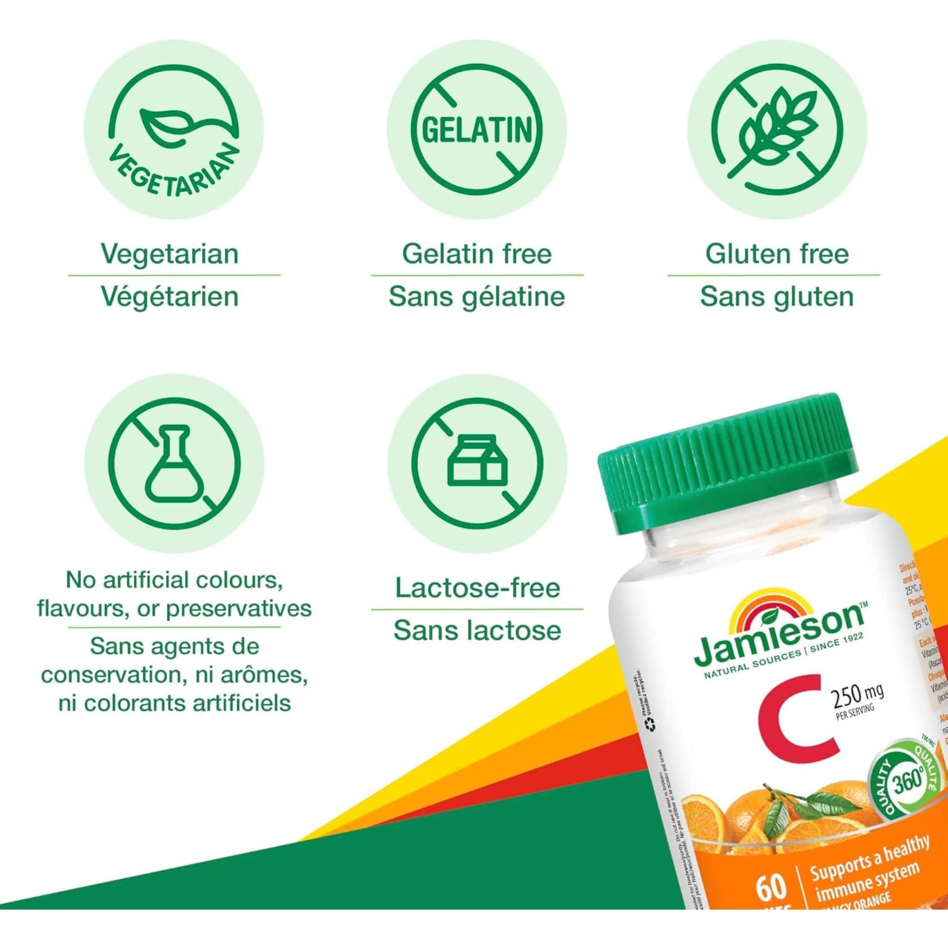 Tangy Orange, 60 Gummies | Jamieson Vitamin C Gummies 250 mg