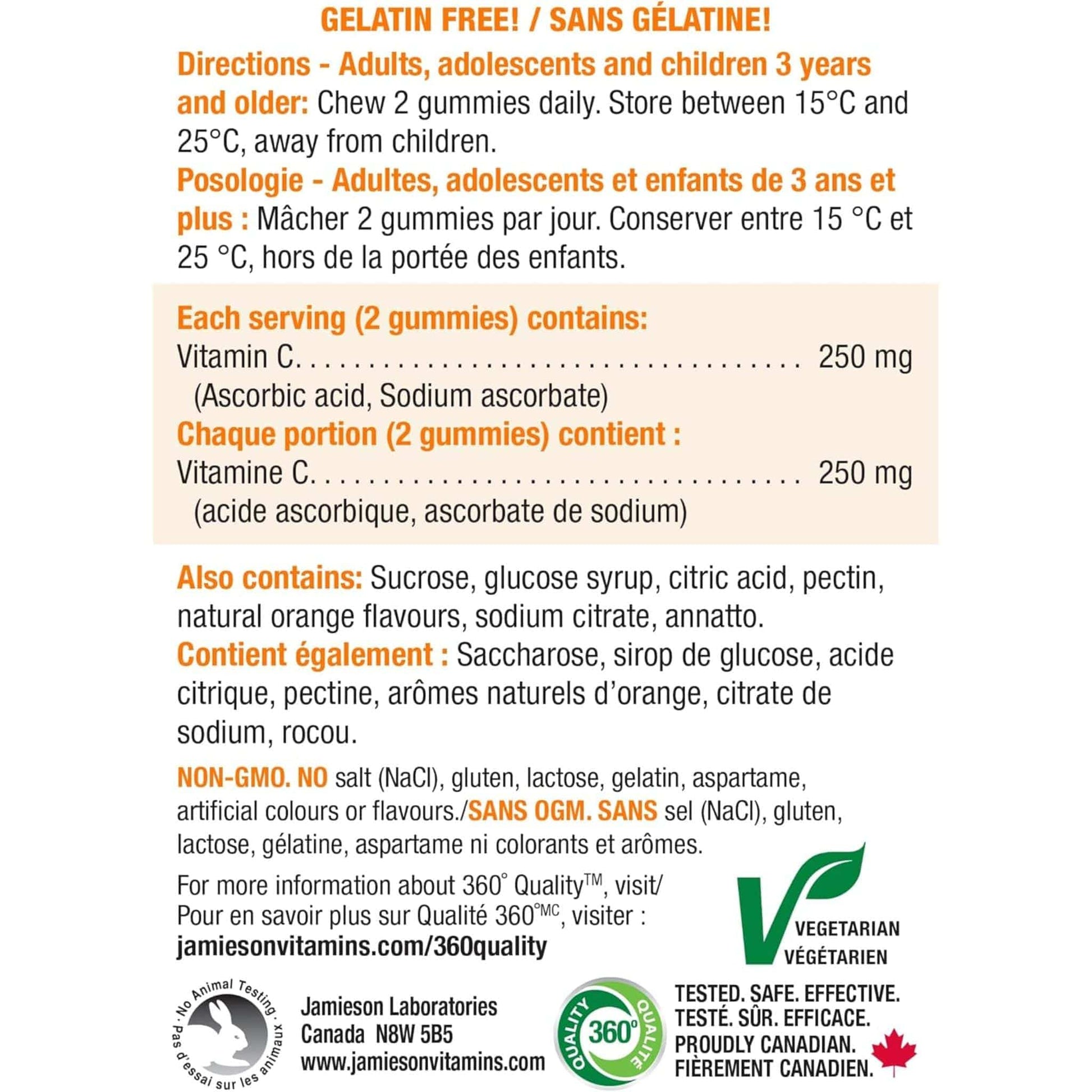 Tangy Orange, 60 Gummies | Jamieson Vitamin C Gummies 250 mg