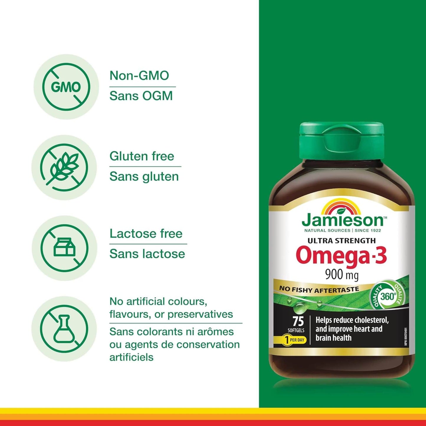 75 Softgels | Jamieson Omega-3 900 mg, Ultra Strength