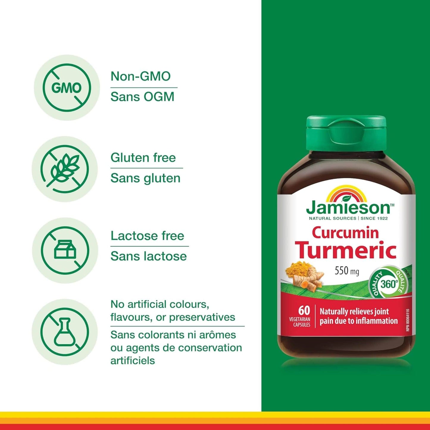 60 Vegetarian Capsules | Jamieson Curcumin Turmeric 550 mg