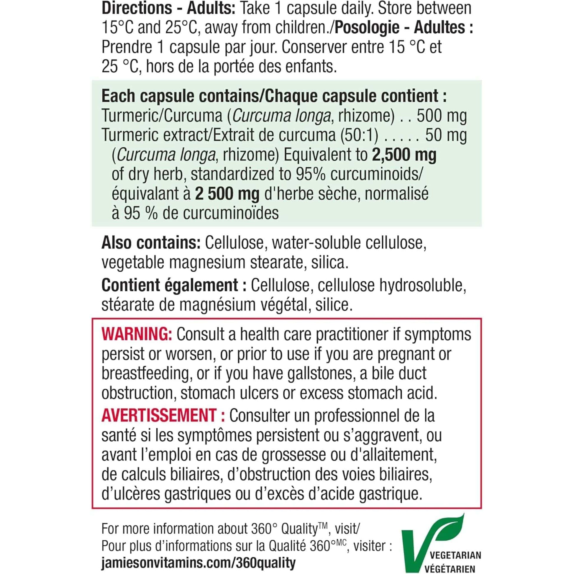 60 Vegetarian Capsules | Jamieson Curcumin Turmeric 550 mg