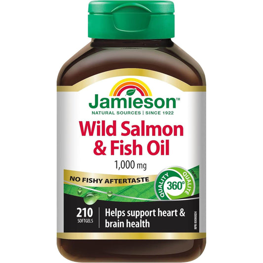 210 Softgels | Jamieson Wild Salmon and Fish Oil 1,000 mg