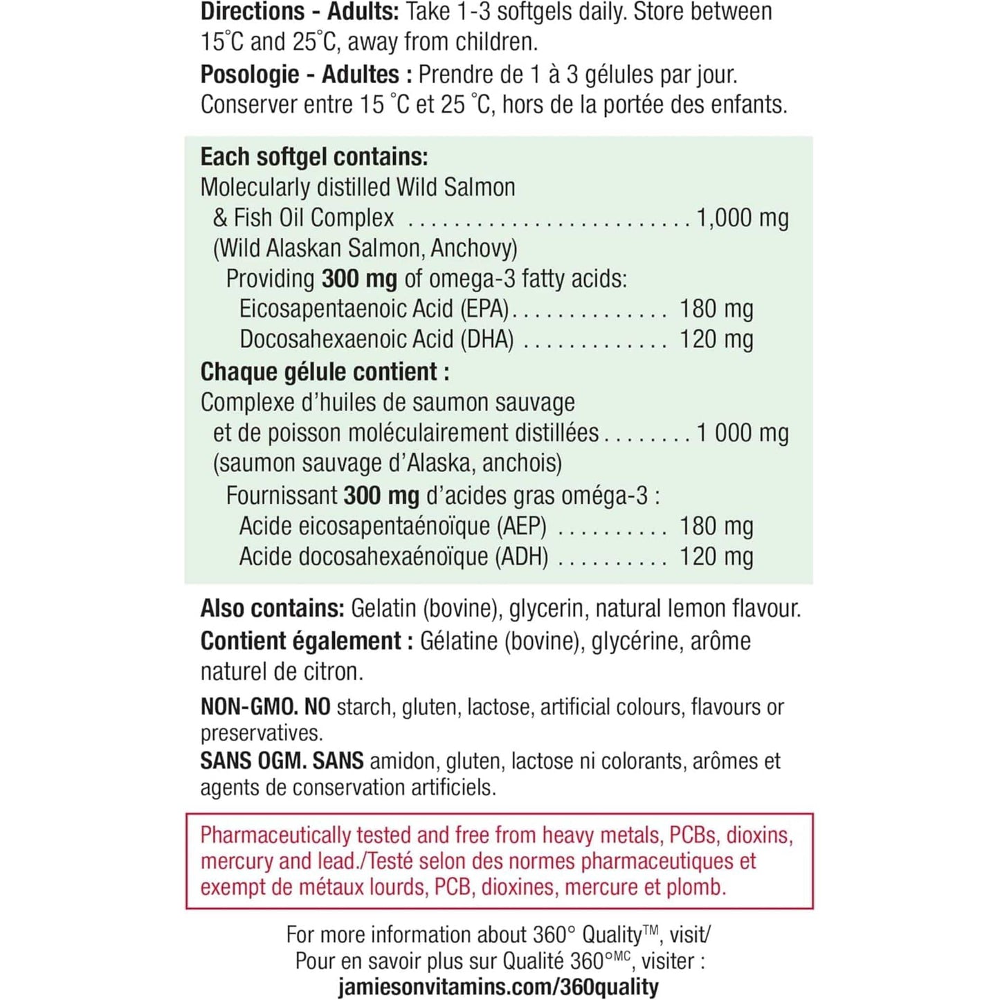 210 Softgels | Jamieson Wild Salmon and Fish Oil 1,000 mg