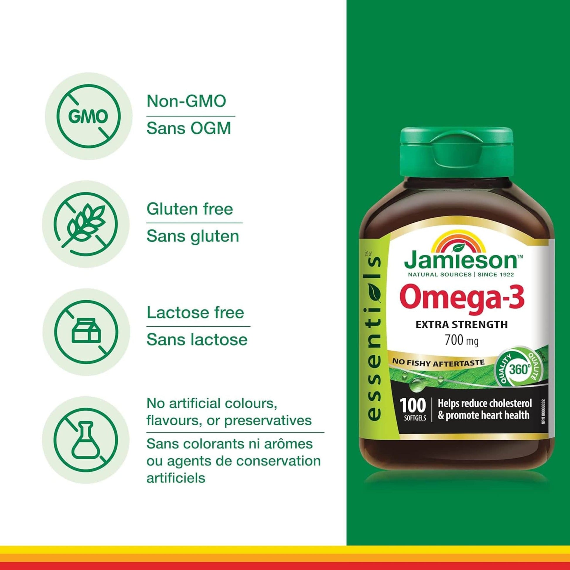 100 Softgels | Jamieson Omega-3 700 mg Extra Strength