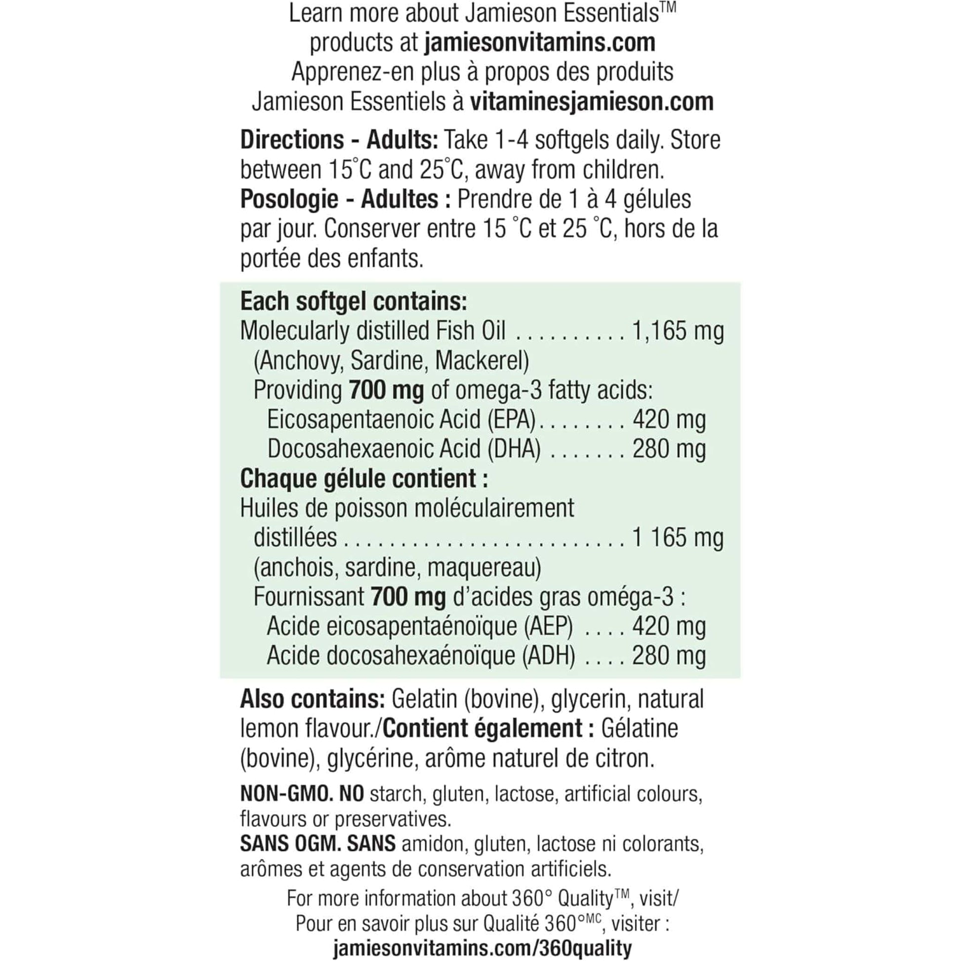 100 Softgels | Jamieson Omega-3 700 mg Extra Strength