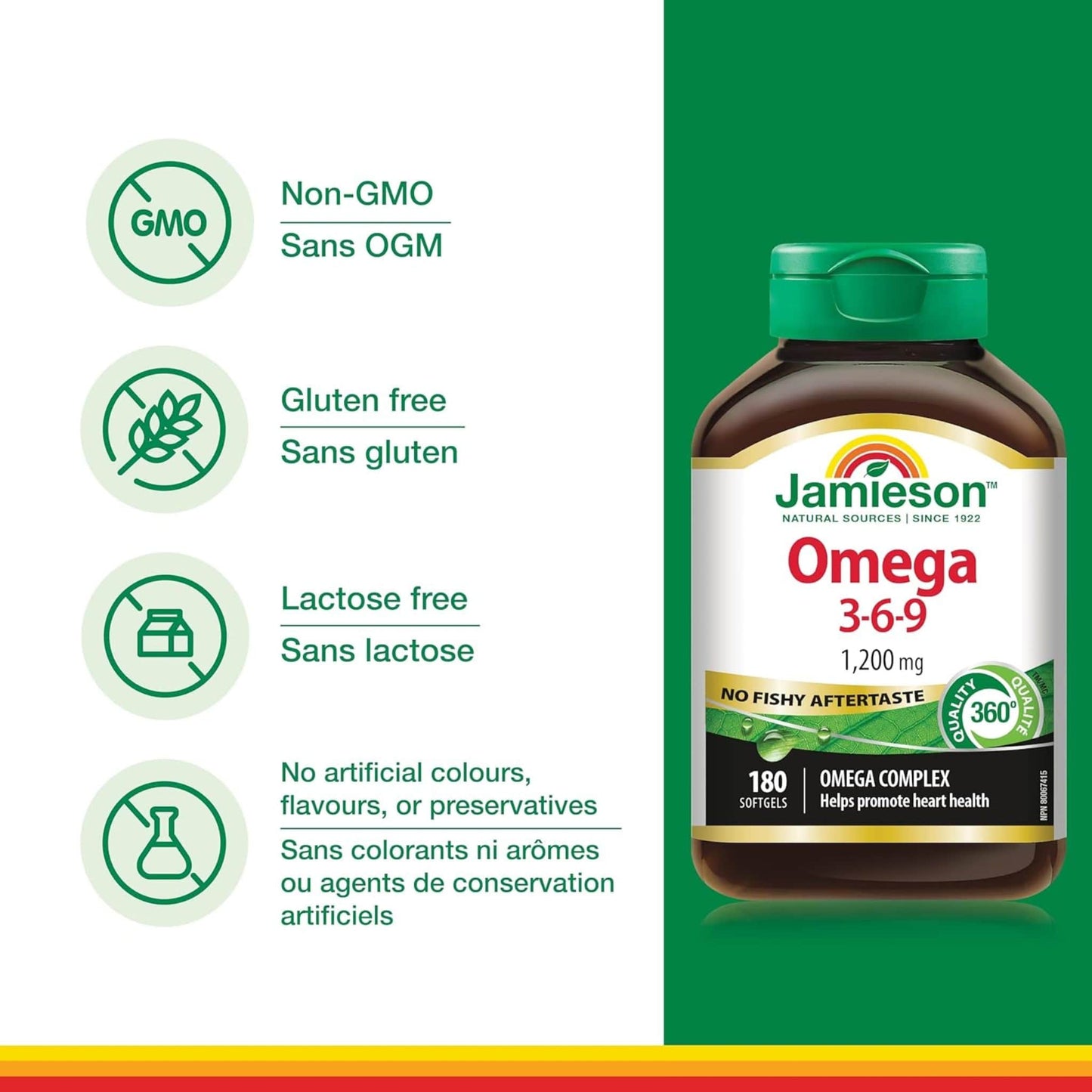 180 Softgels | Jamieson Omega 3-6-9 1,200 mg