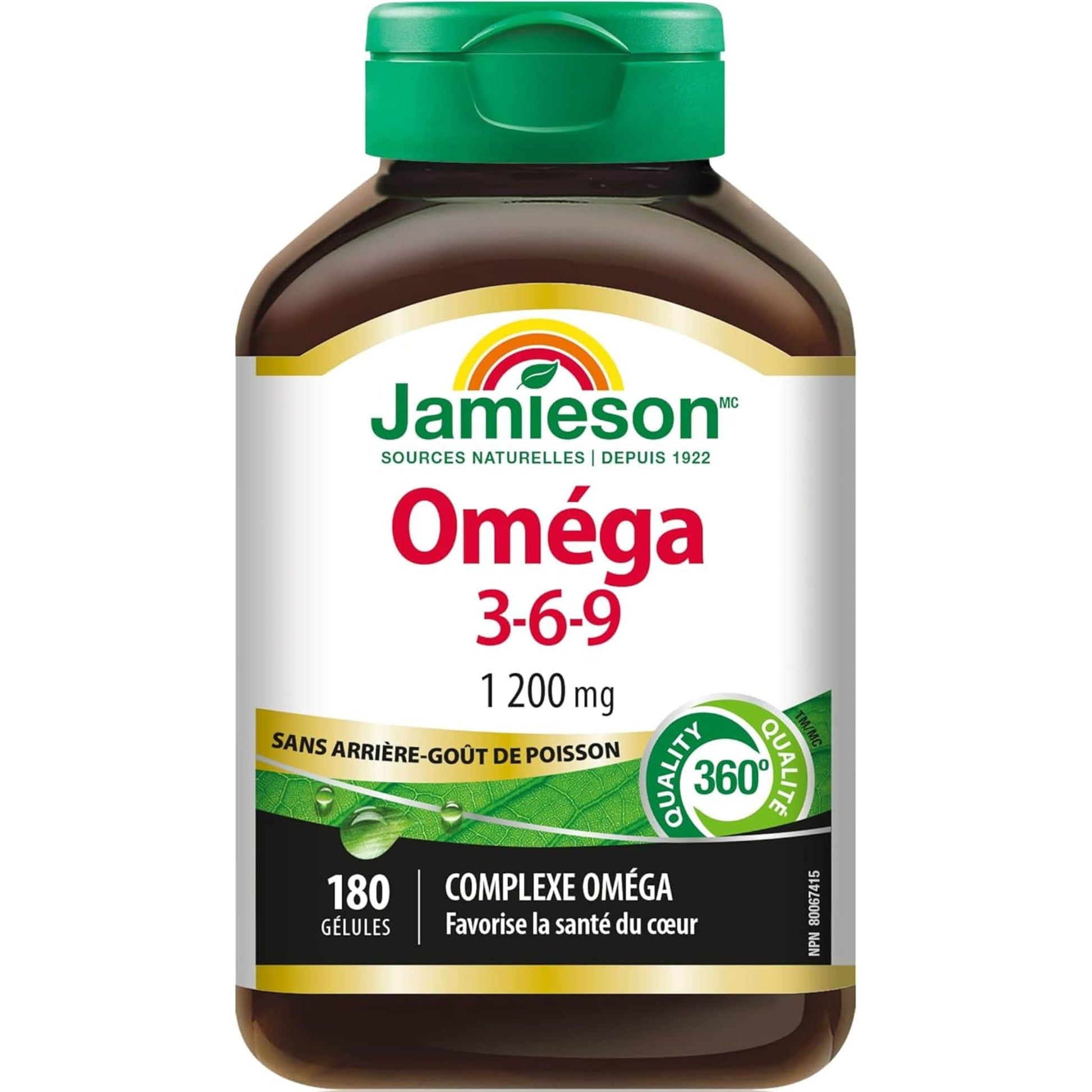 180 Softgels | Jamieson Omega 3-6-9 1,200 mg