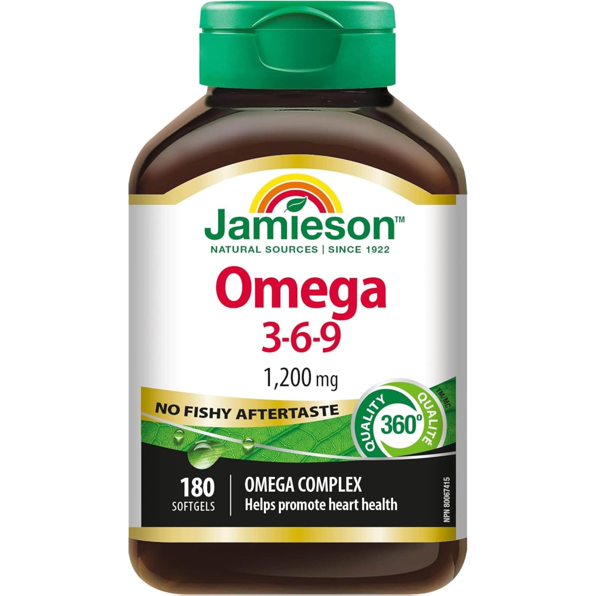 180 Softgels | Jamieson Omega 3-6-9 1,200 mg