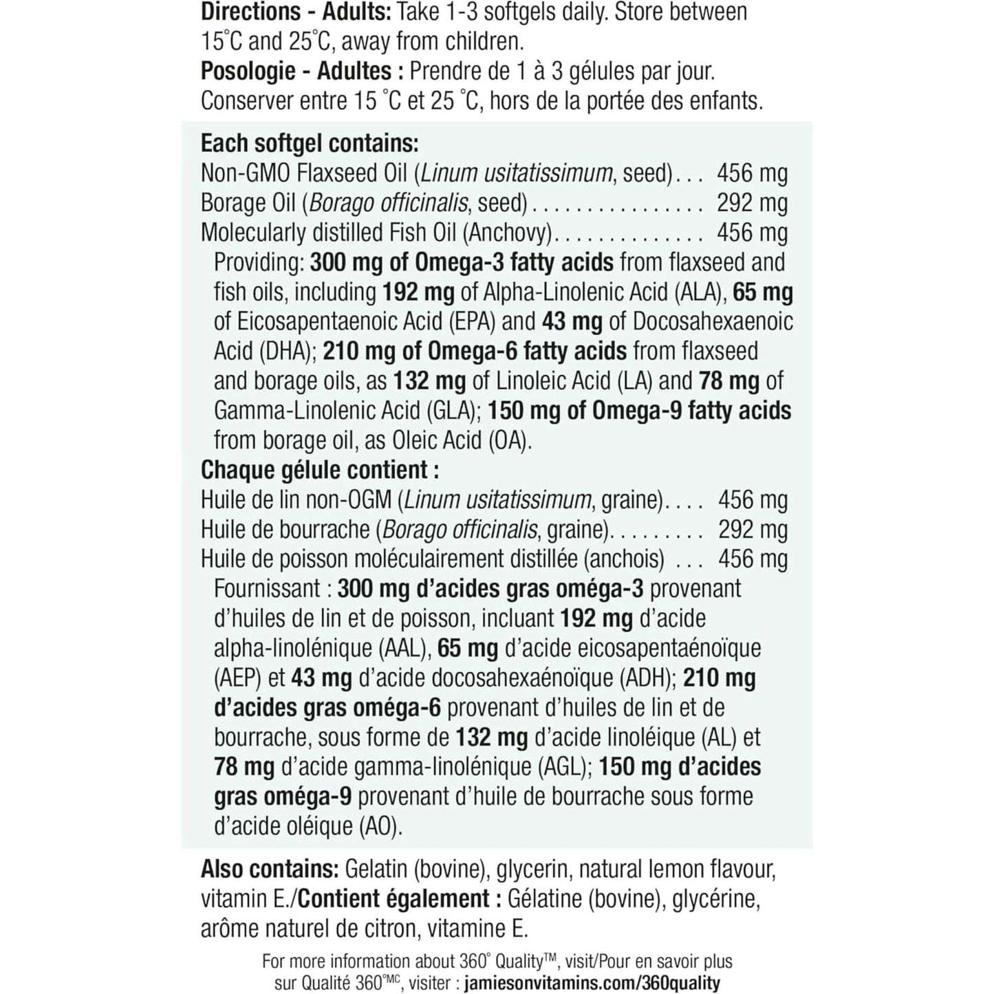 180 Softgels | Jamieson Omega 3-6-9 1,200 mg