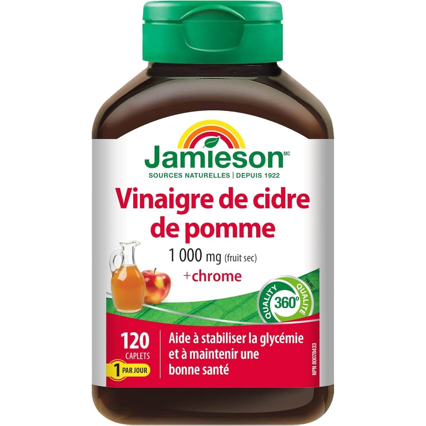 120 Caplets | Jamieson Apple Cider Vinegar 1,000 mg + Chromium