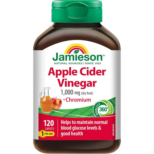 120 Caplets | Jamieson Apple Cider Vinegar 1,000 mg + Chromium