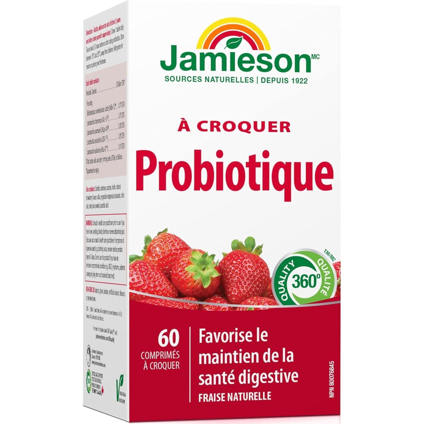 Natural Strawberry Flavour, 60 Chewable Tablets | Jamieson Chewable Probiotic