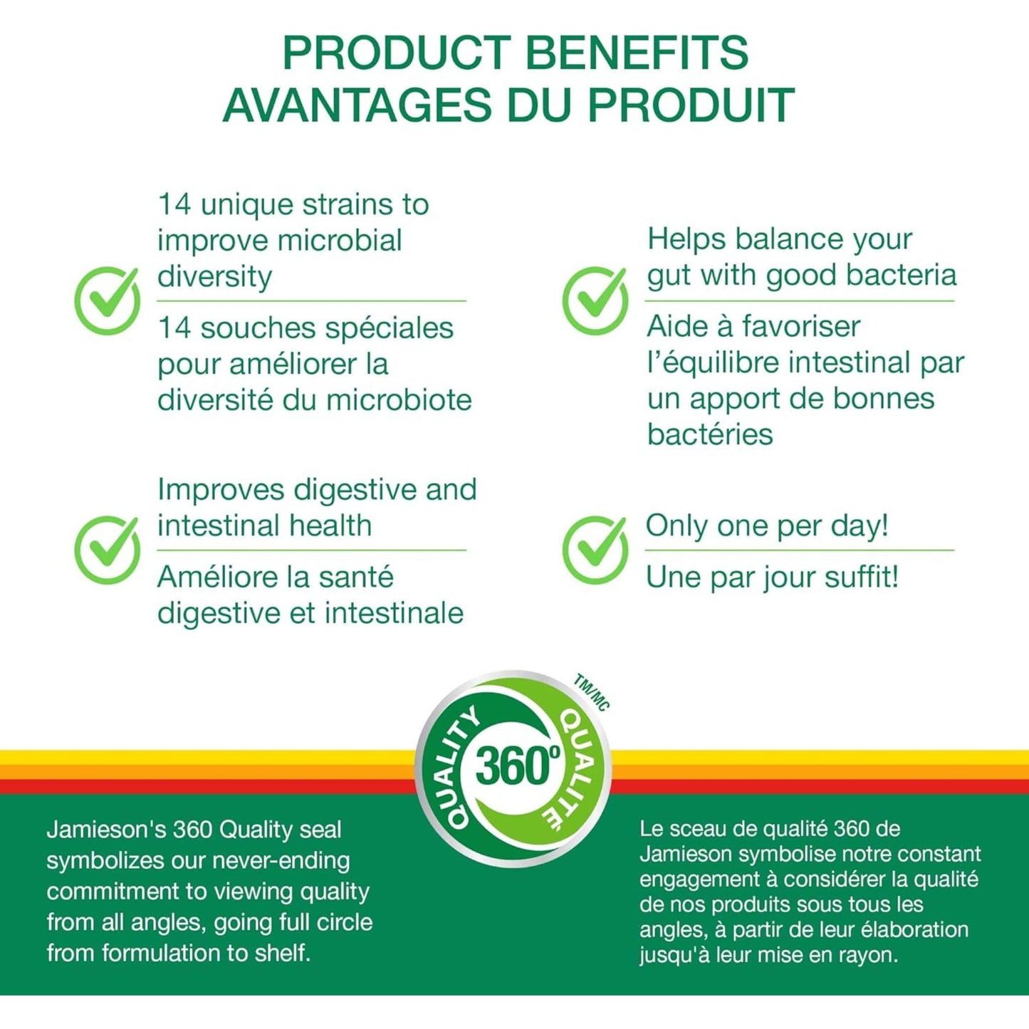 60 Vegetarian Capsules | Jamieson Probiotic Daily Maintenance, 10 Billion Active Cells, 14 Unique Strains