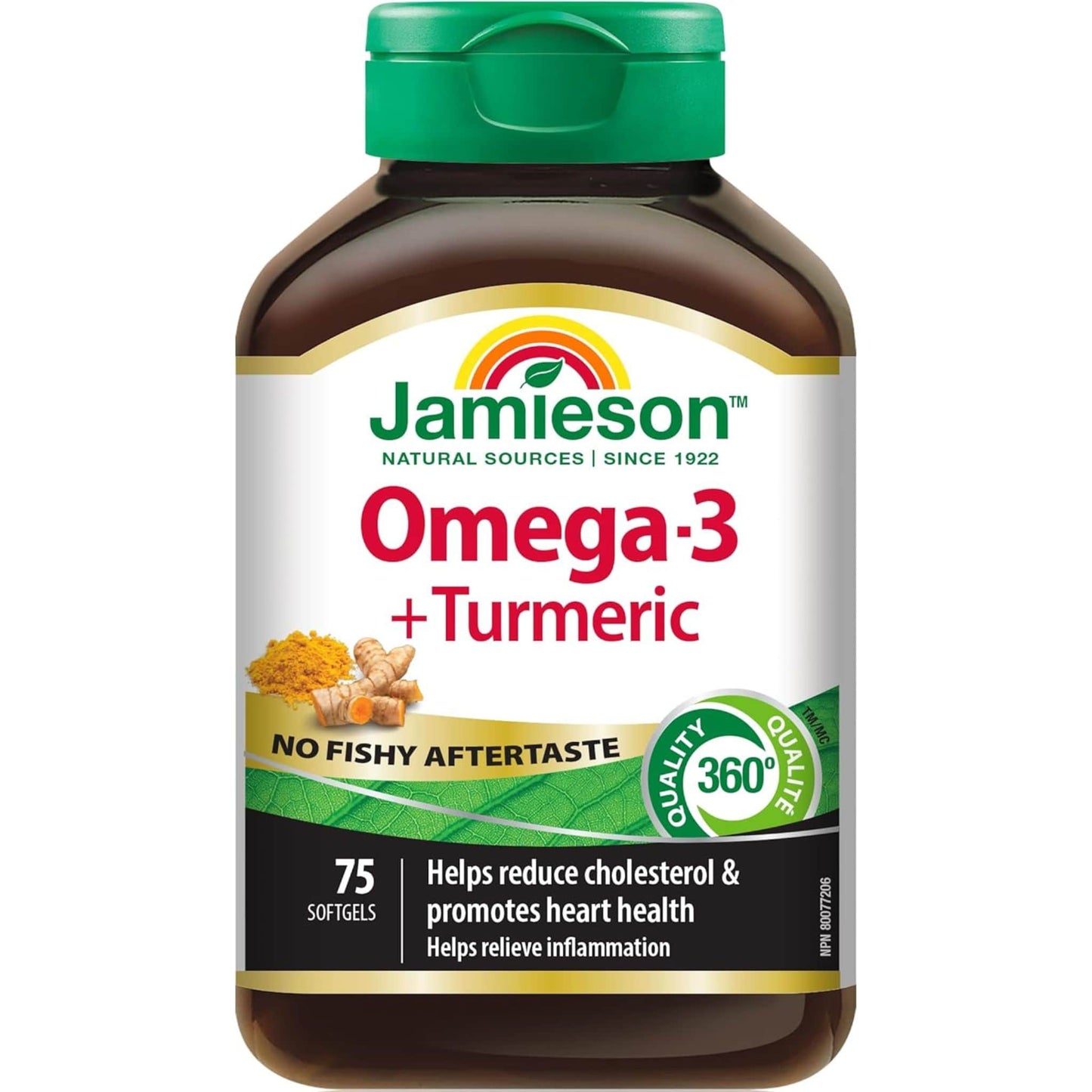 75 Softgels | Jamieson Omega-3 + Turmeric, No Fishy Aftertaste