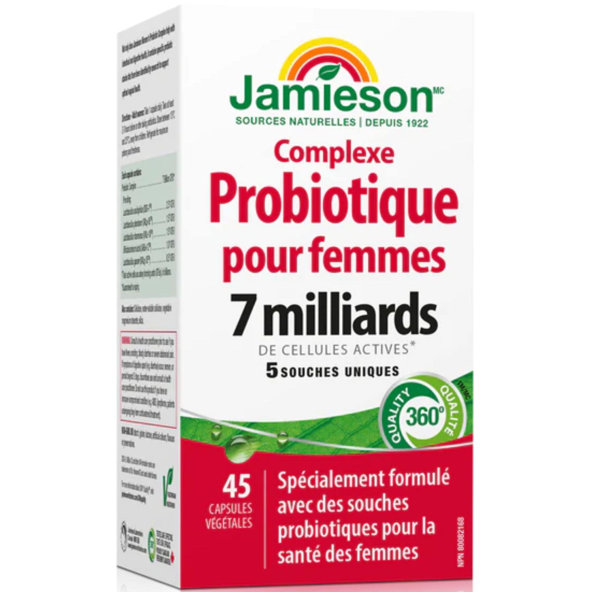 45 Vegetarian Capsules | Jamieson Women's Probiotic Complex, 7 Billion Active Cells 5 Unique Strains