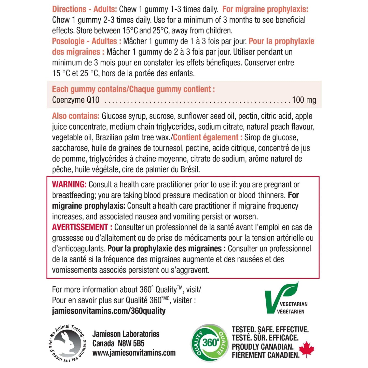 Juicy Peach Flavour, 60 Gummies | Jamieson  CoQ10 100 mg Gummies