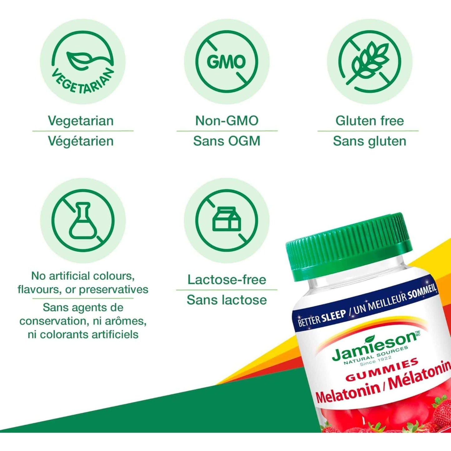 Natural Strawberry, 60 Vegetarian Gummies | Jamieson Melatonin 2.5 mg Gummies