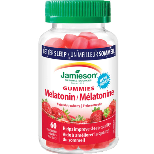 Natural Strawberry, 60 Vegetarian Gummies | Jamieson Melatonin 2.5 mg Gummies