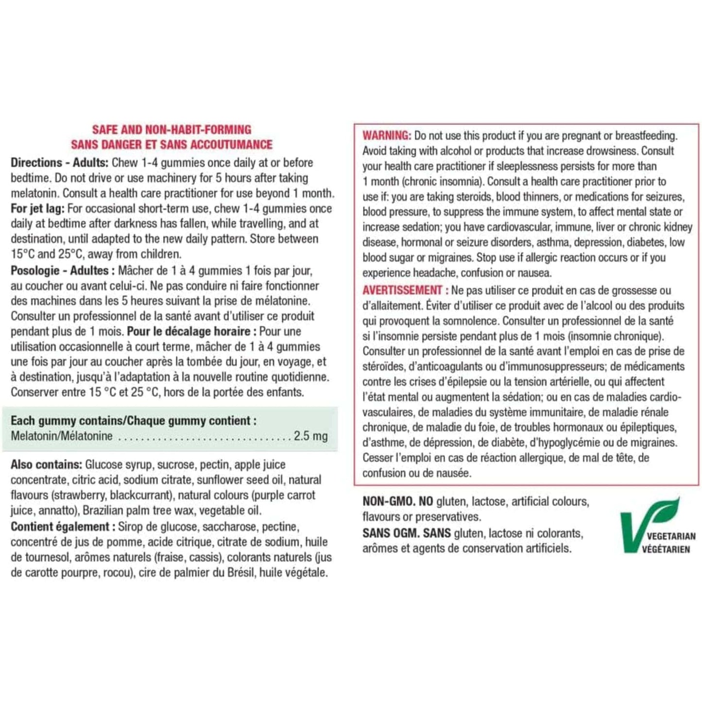 Natural Strawberry, 60 Vegetarian Gummies | Jamieson Melatonin 2.5 mg Gummies