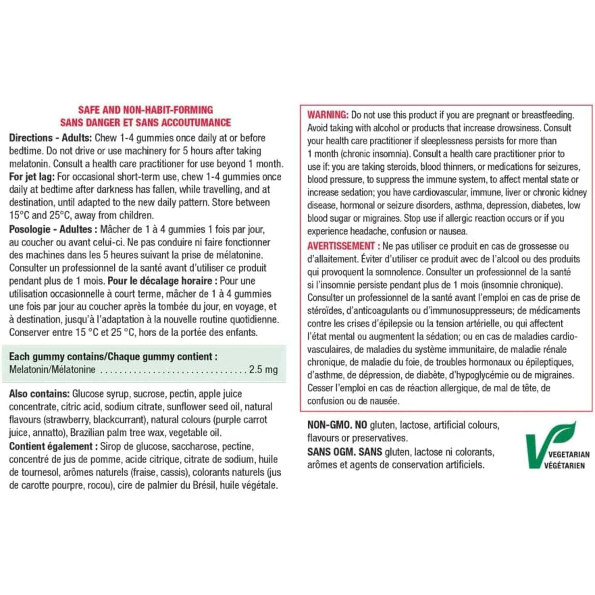 Natural Strawberry, 60 Vegetarian Gummies | Jamieson Melatonin 2.5 mg Gummies