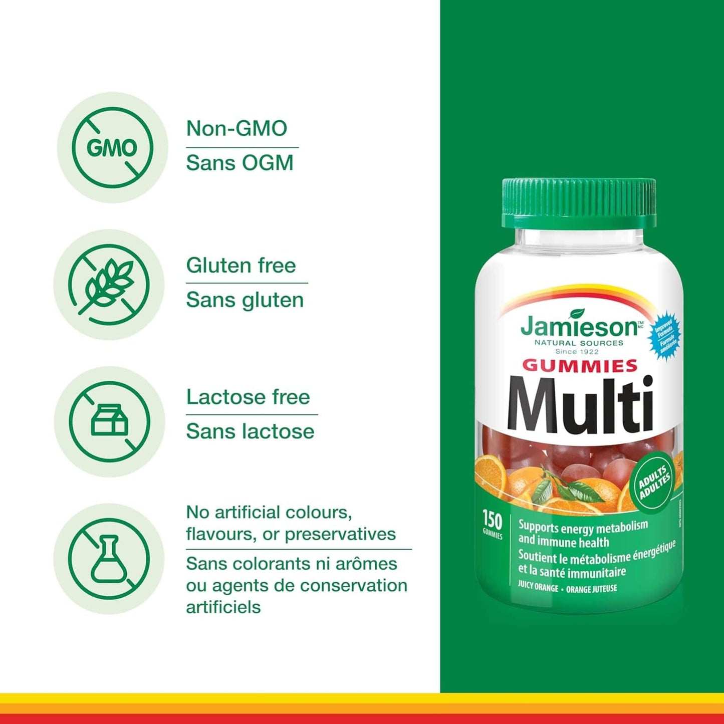 Juicy Orange Flavour, 150 Gummies | Jamieson Gummies Multivitamins for Adults