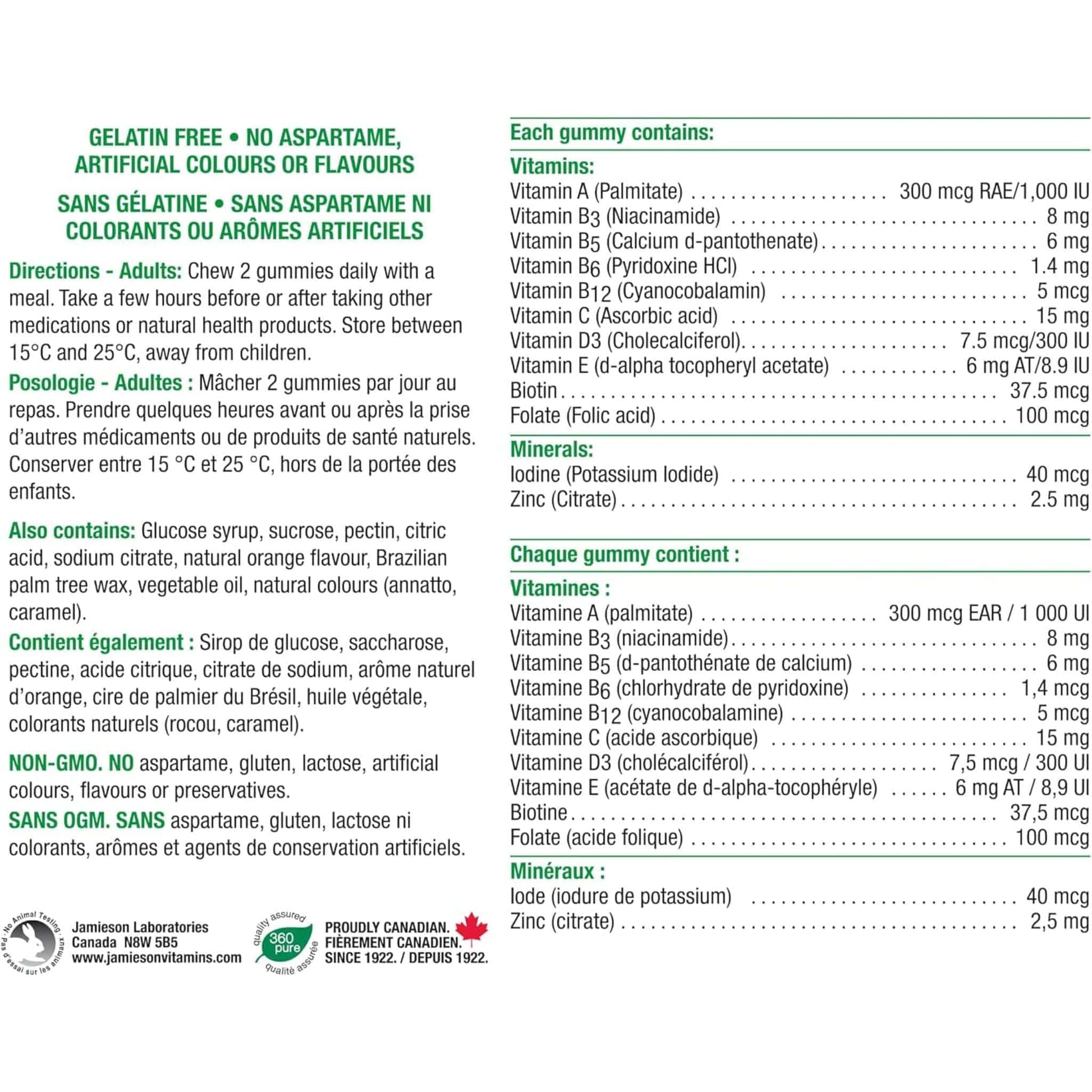 Juicy Orange Flavour, 150 Gummies | Jamieson Gummies Multivitamins for Adults