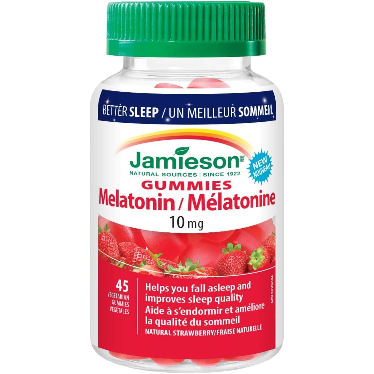 Natural Strawberry, 45 Vegetarian Gummies | Jamieson Gummies Melatonin 10 mg