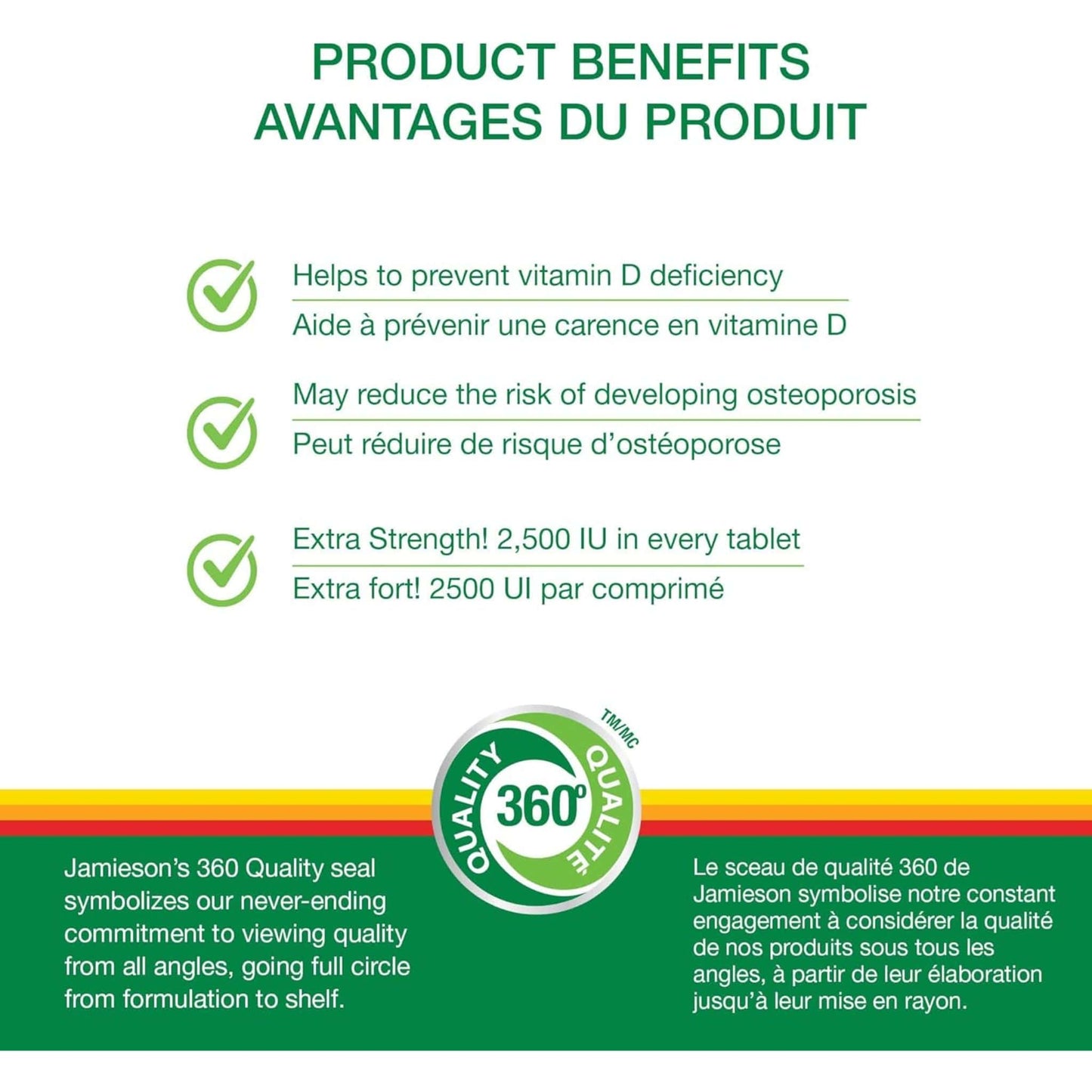 180 Tablets | Jamieson Vitamin D3 2,500 IU Extra Strength