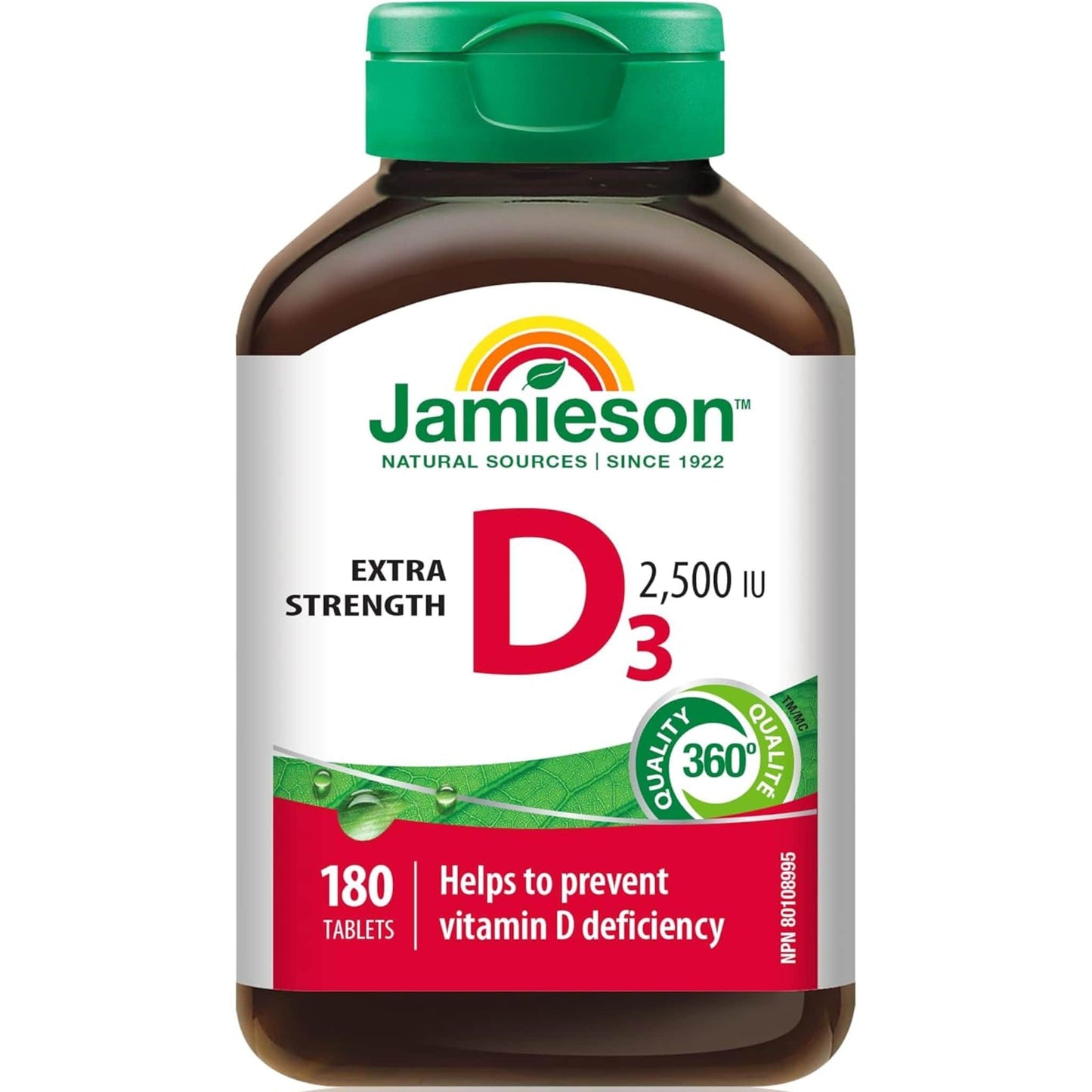 180 Tablets | Jamieson Vitamin D3 2,500 IU Extra Strength