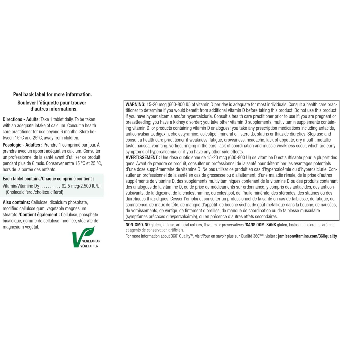 180 Tablets | Jamieson Vitamin D3 2,500 IU Extra Strength