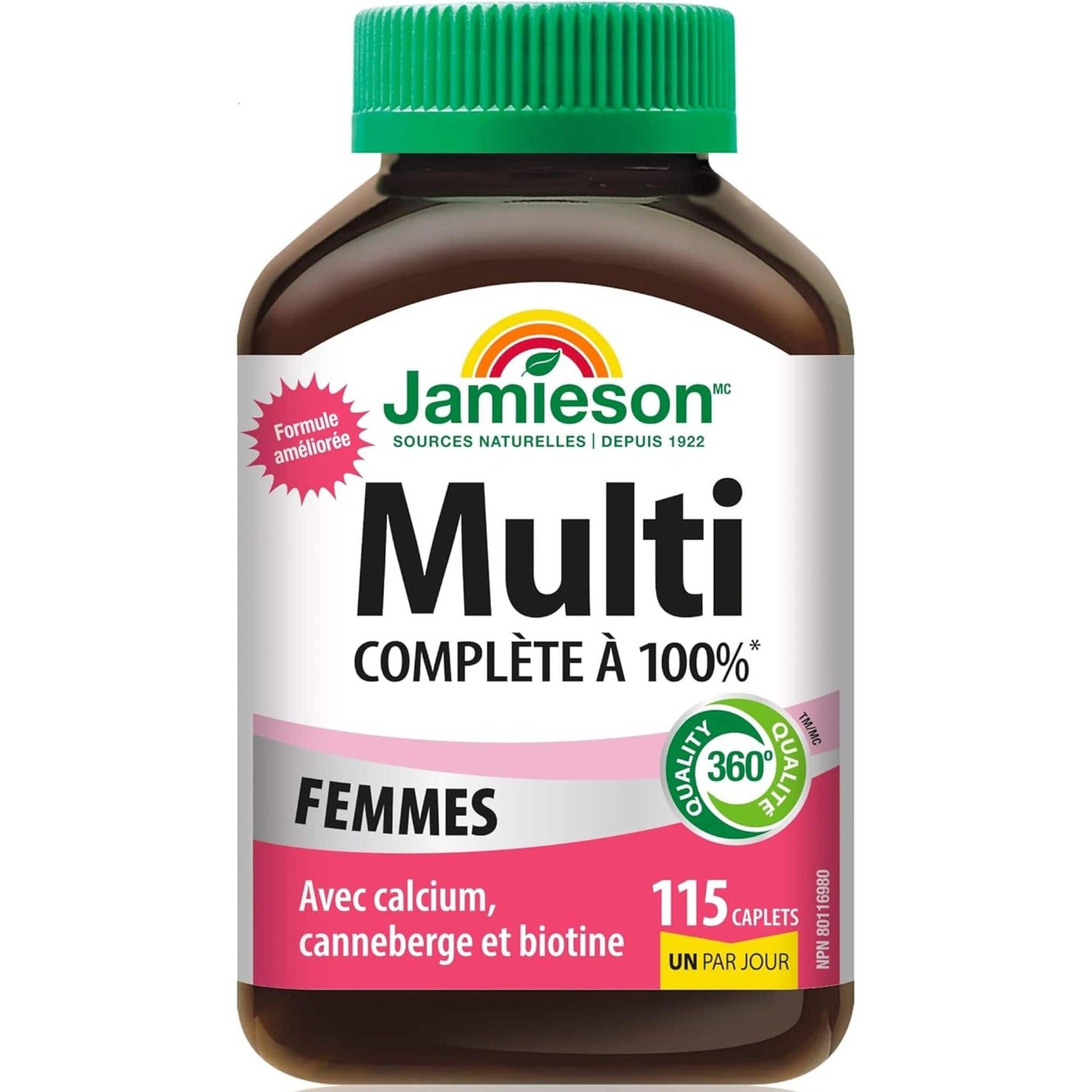 115 Caplets (New Formula) | Jamieson Multi 100% Complete Multivitamin for Women