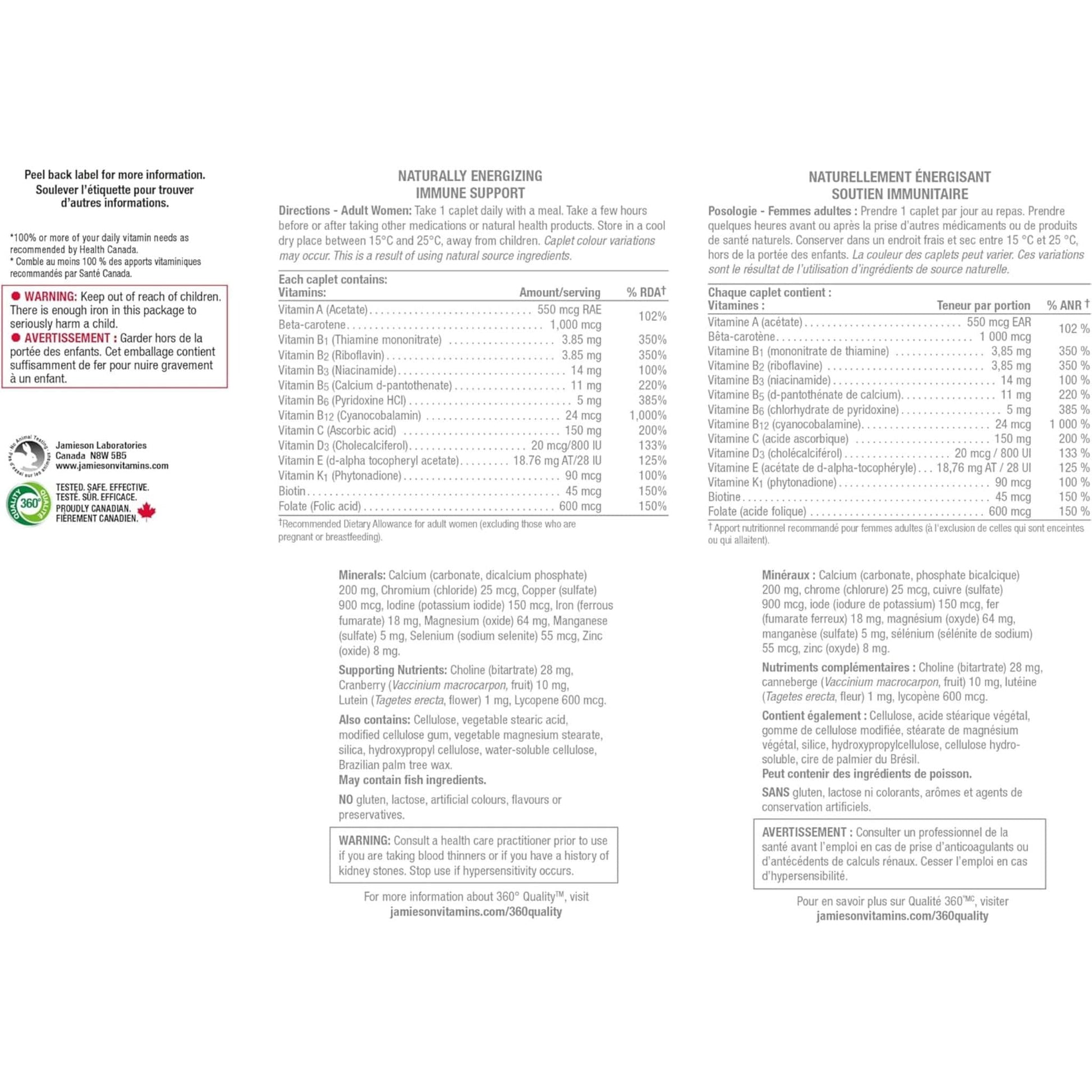 115 Caplets (New Formula) | Jamieson Multi 100% Complete Multivitamin for Women