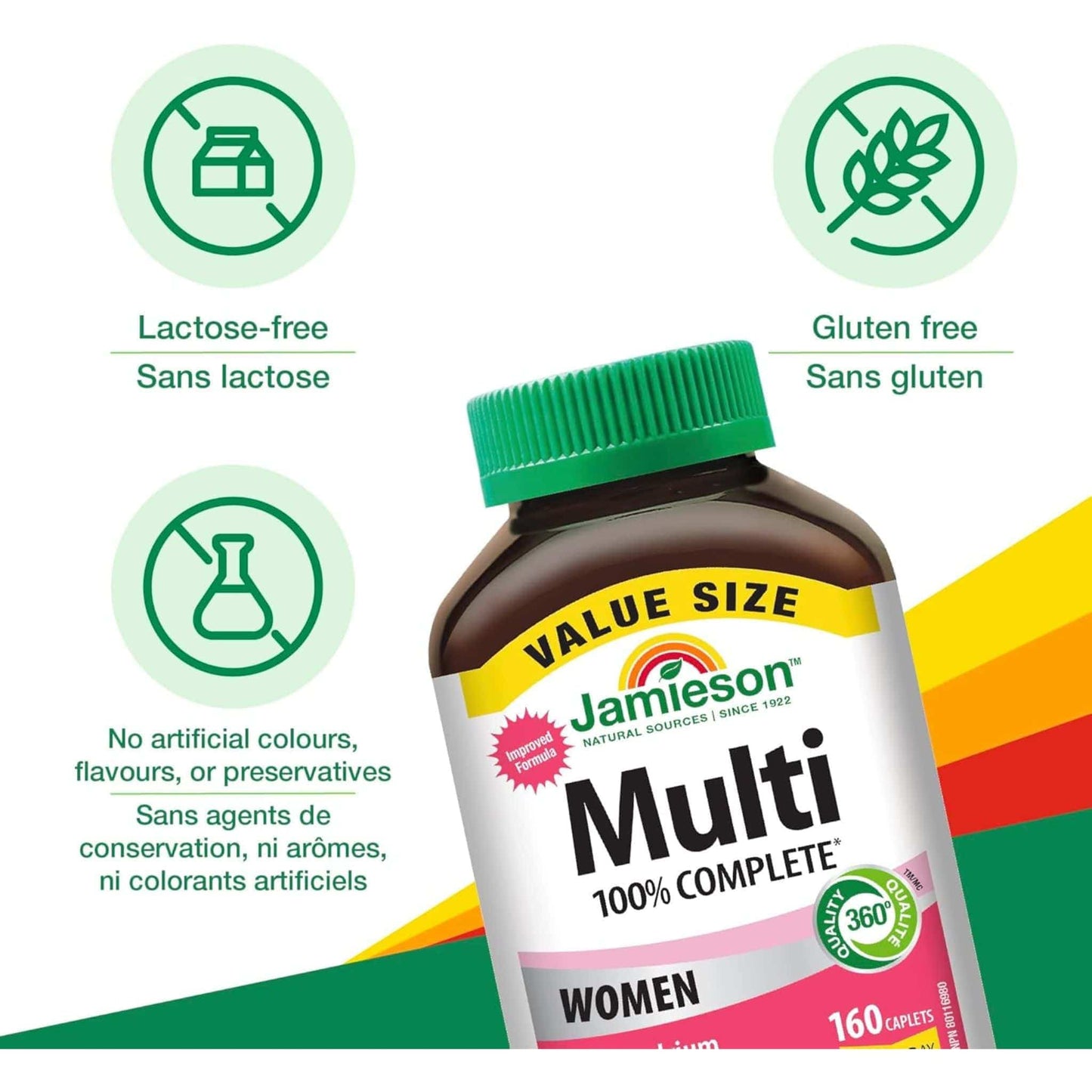 160 Caplets (New Formula) | Jamieson Multi 100% Complete Multivitamin for Women