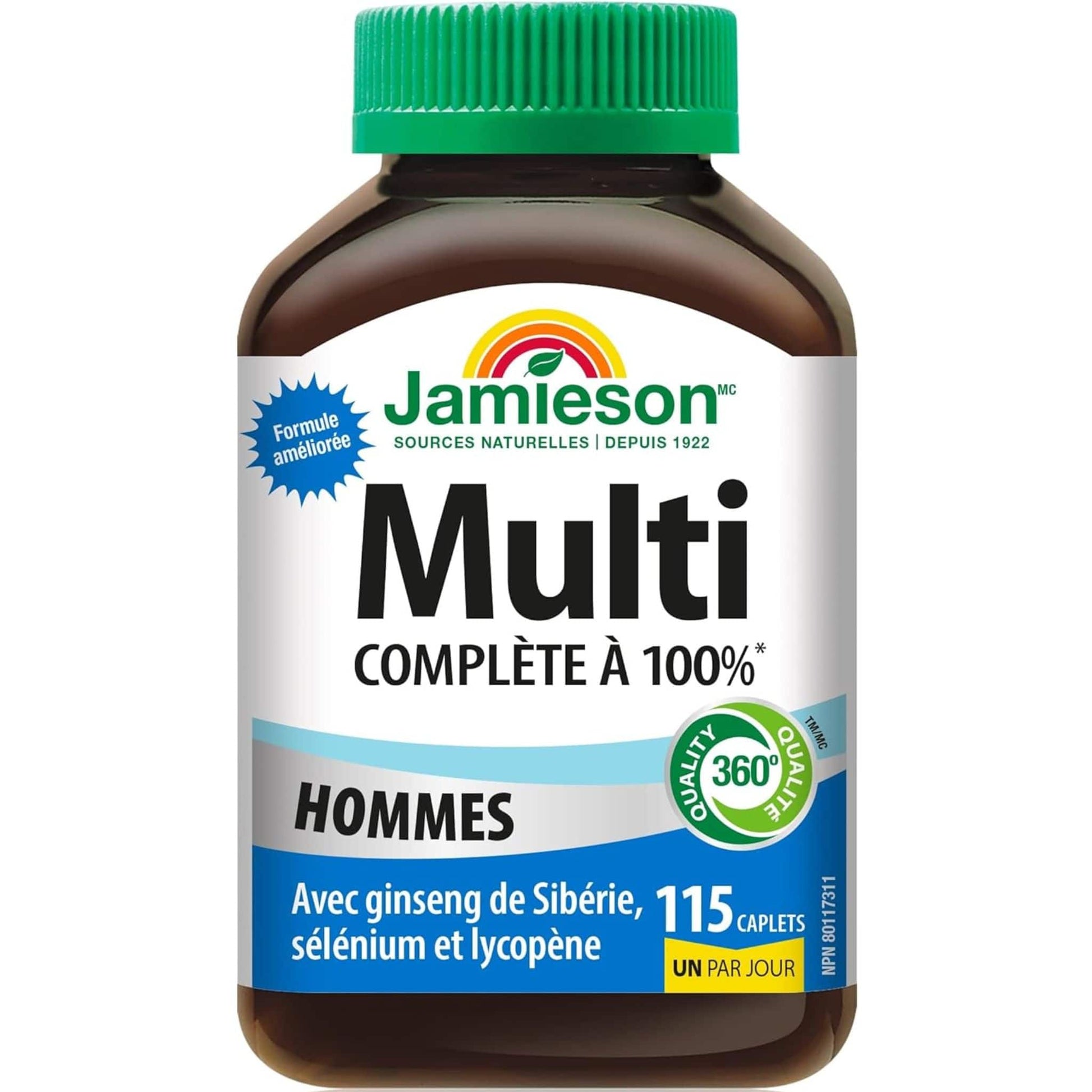115 Caplets (New Formula) | Jamieson Multi 100% Complete Multivitamin for Men 