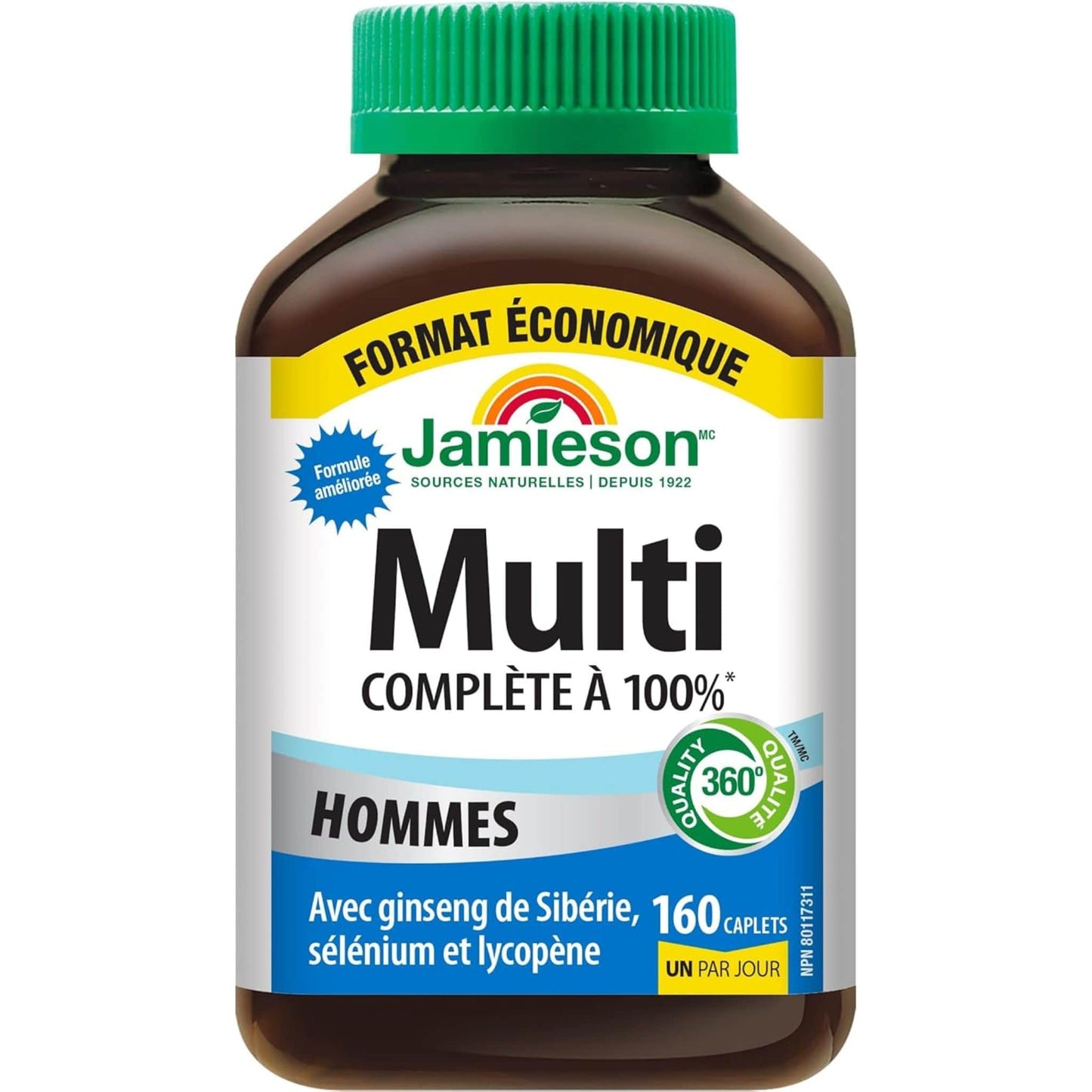 160 Caplets (New Formula) | Jamieson Multi 100% Complete Multivitamin for Men 