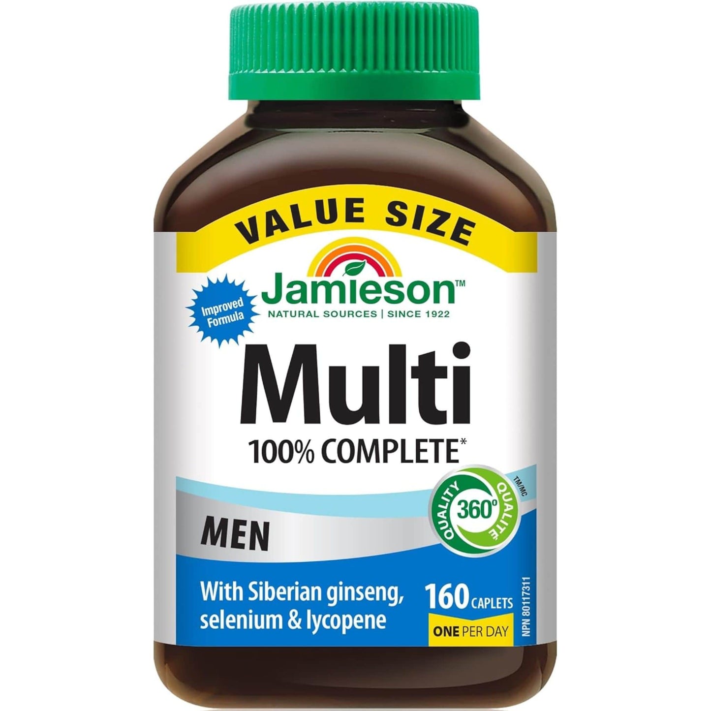 160 Caplets (New Formula) | Jamieson Multi 100% Complete Multivitamin for Men 