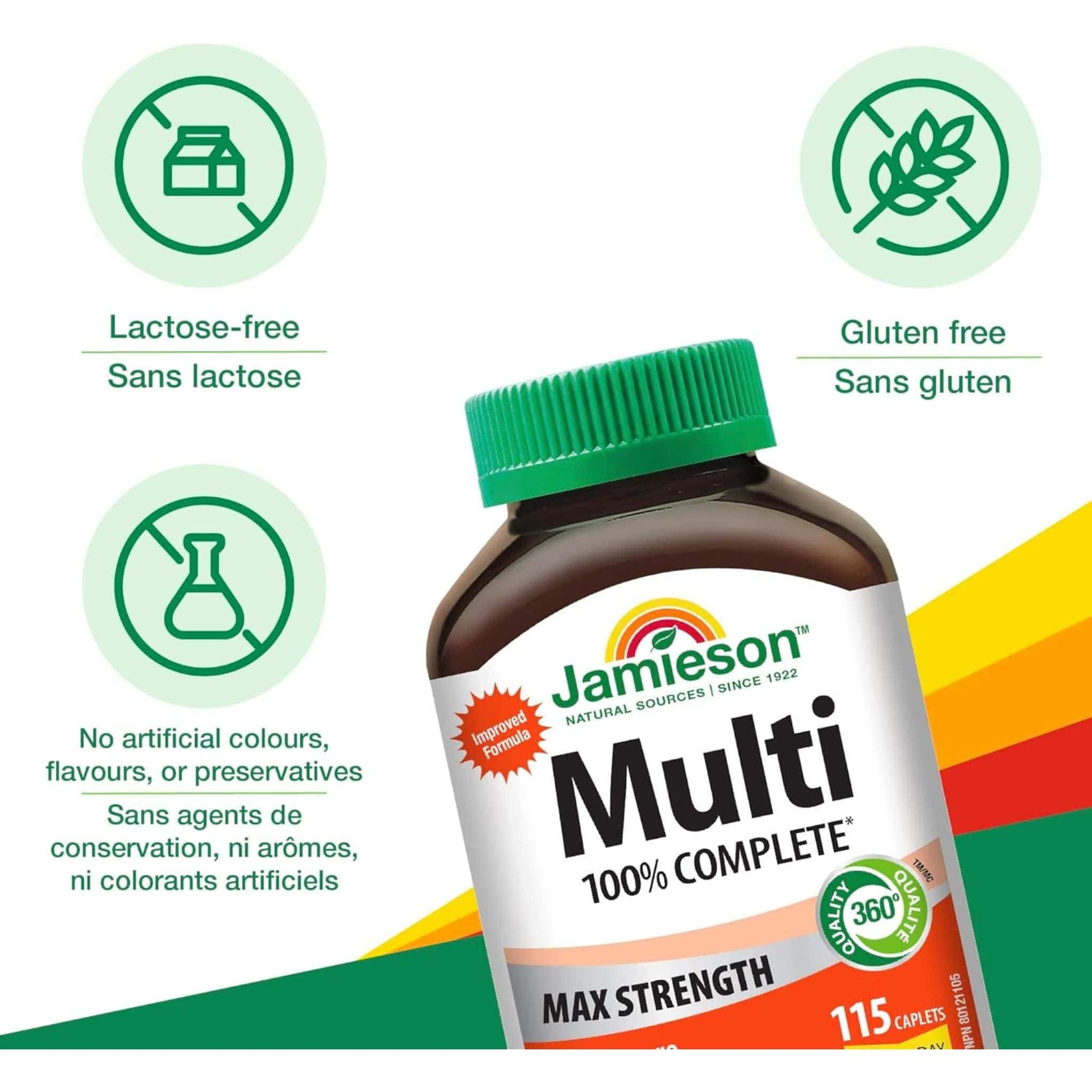 115 Caplets (New Formula) | Jamieson Multi 100% Complete Max Strength 