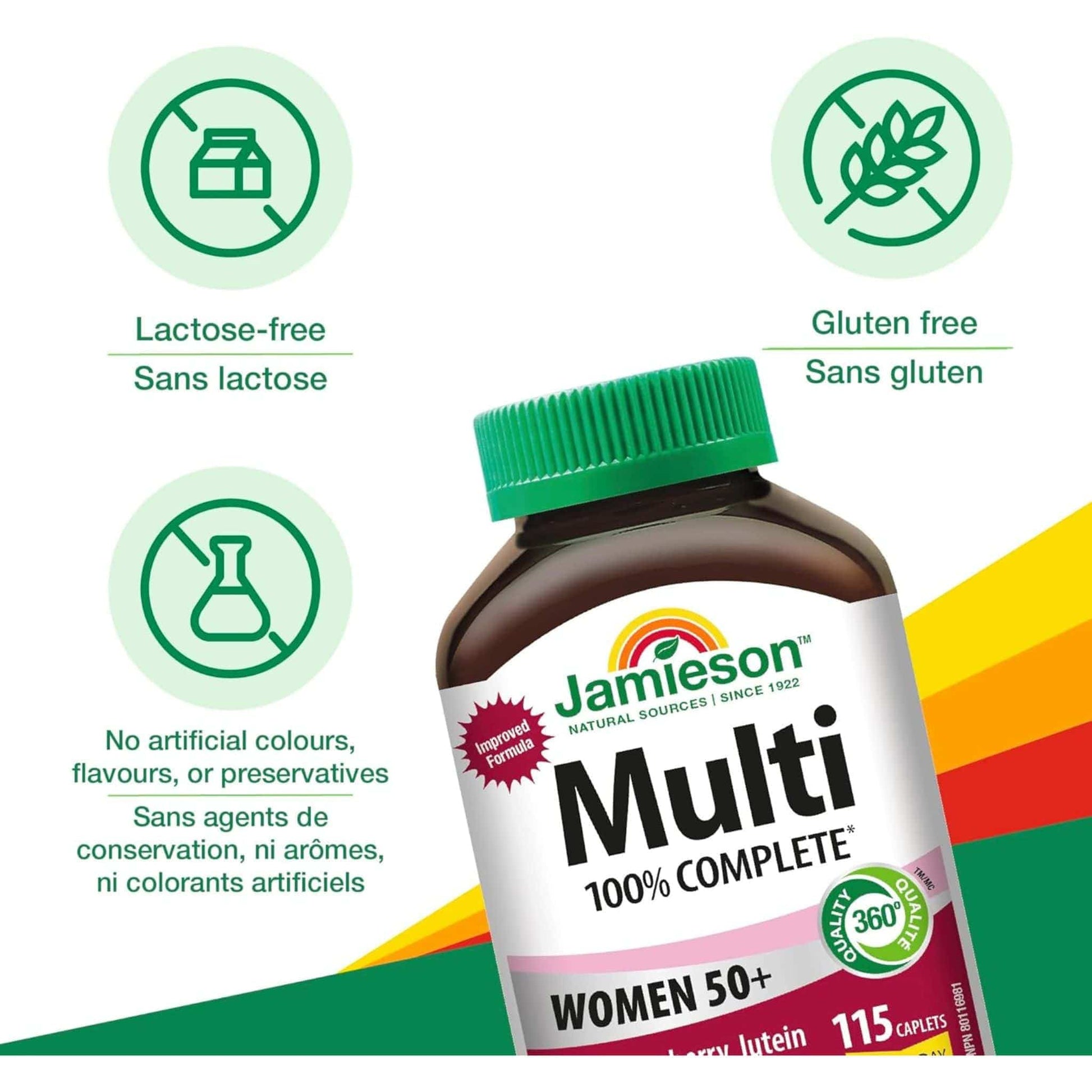 115 Caplets (New Formula) | Jamieson Multi 100% Complete Multivitamin for Women 50+