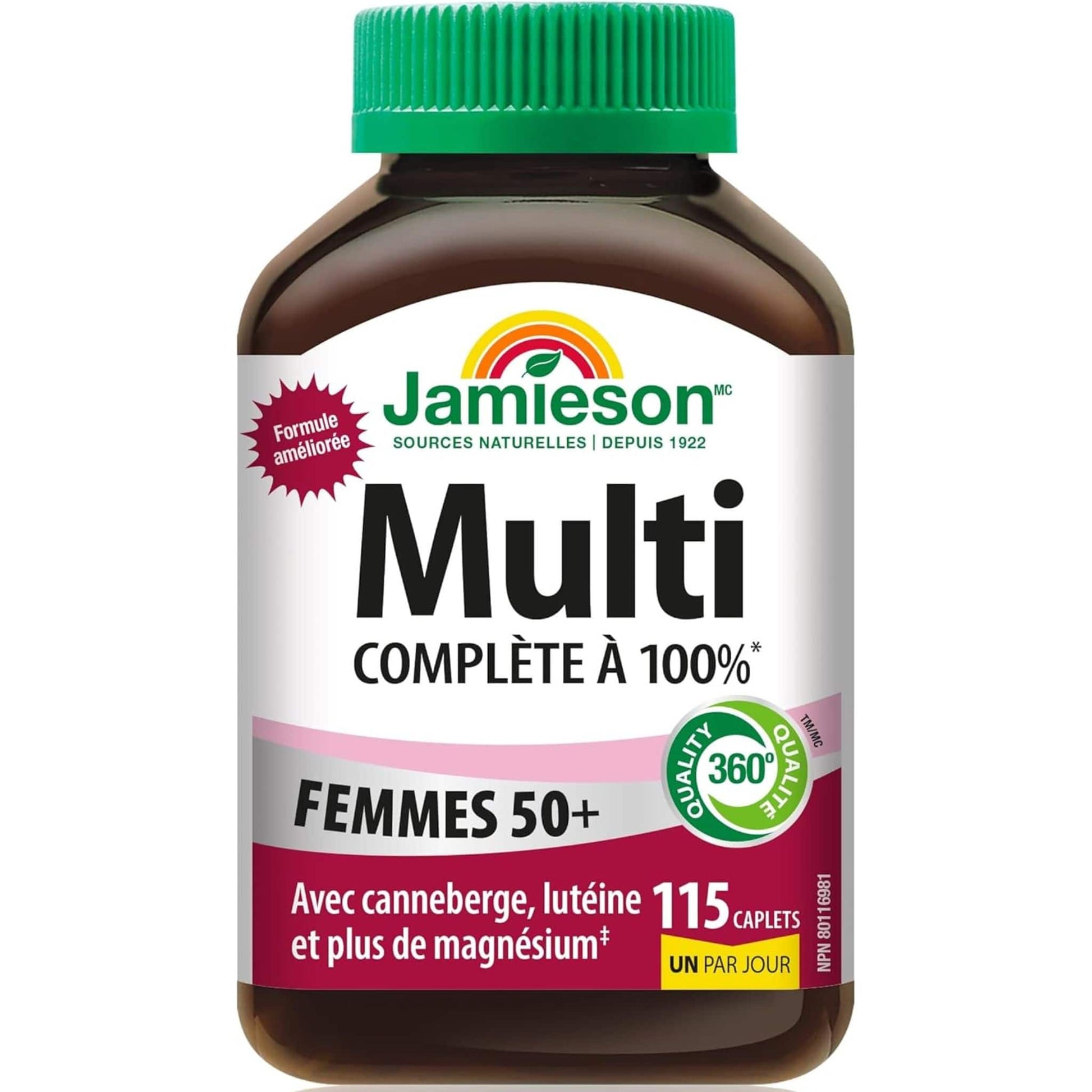 115 Caplets (New Formula) | Jamieson Multi 100% Complete Multivitamin for Women 50+
