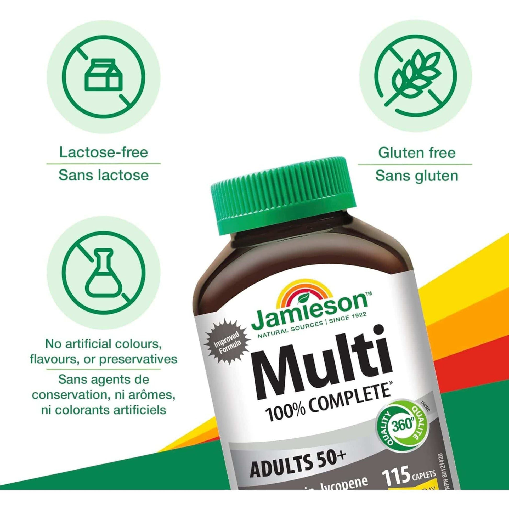 115 Caplets | Jamieson Multi 100% Complete for Adults 50+