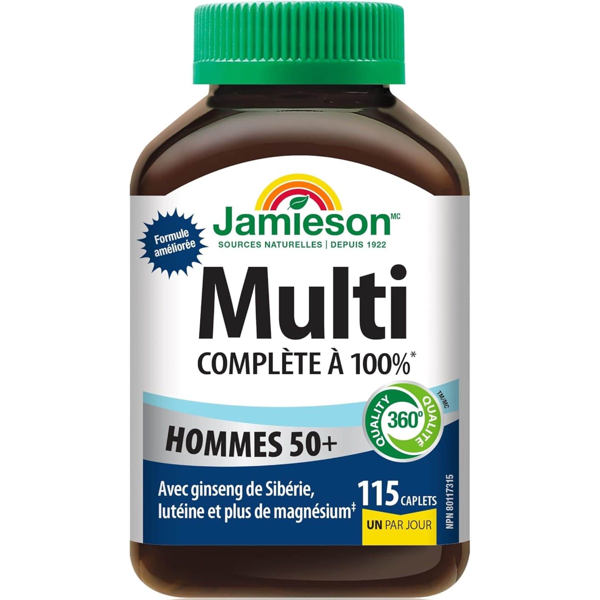 115 Caplets (New Formula) | Jamieson Multi 100% Complete Multivitamin for Men 50+