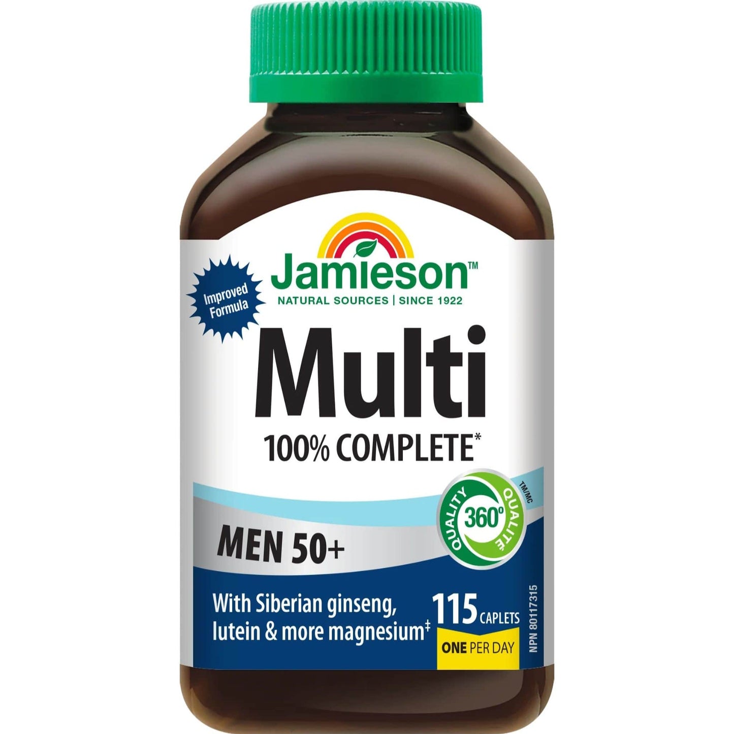 115 Caplets (New Formula) | Jamieson Multi 100% Complete Multivitamin for Men 50+