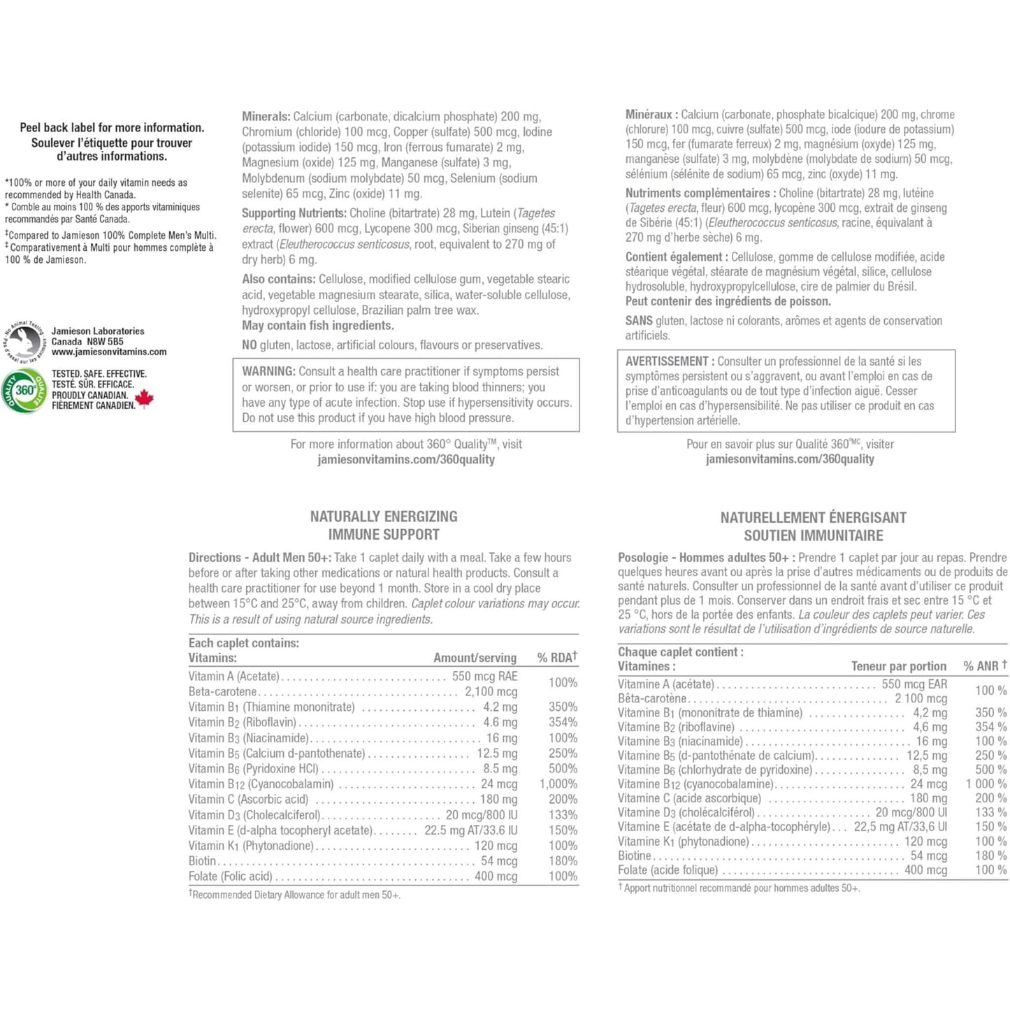 115 Caplets (New Formula) | Jamieson Multi 100% Complete Multivitamin for Men 50+