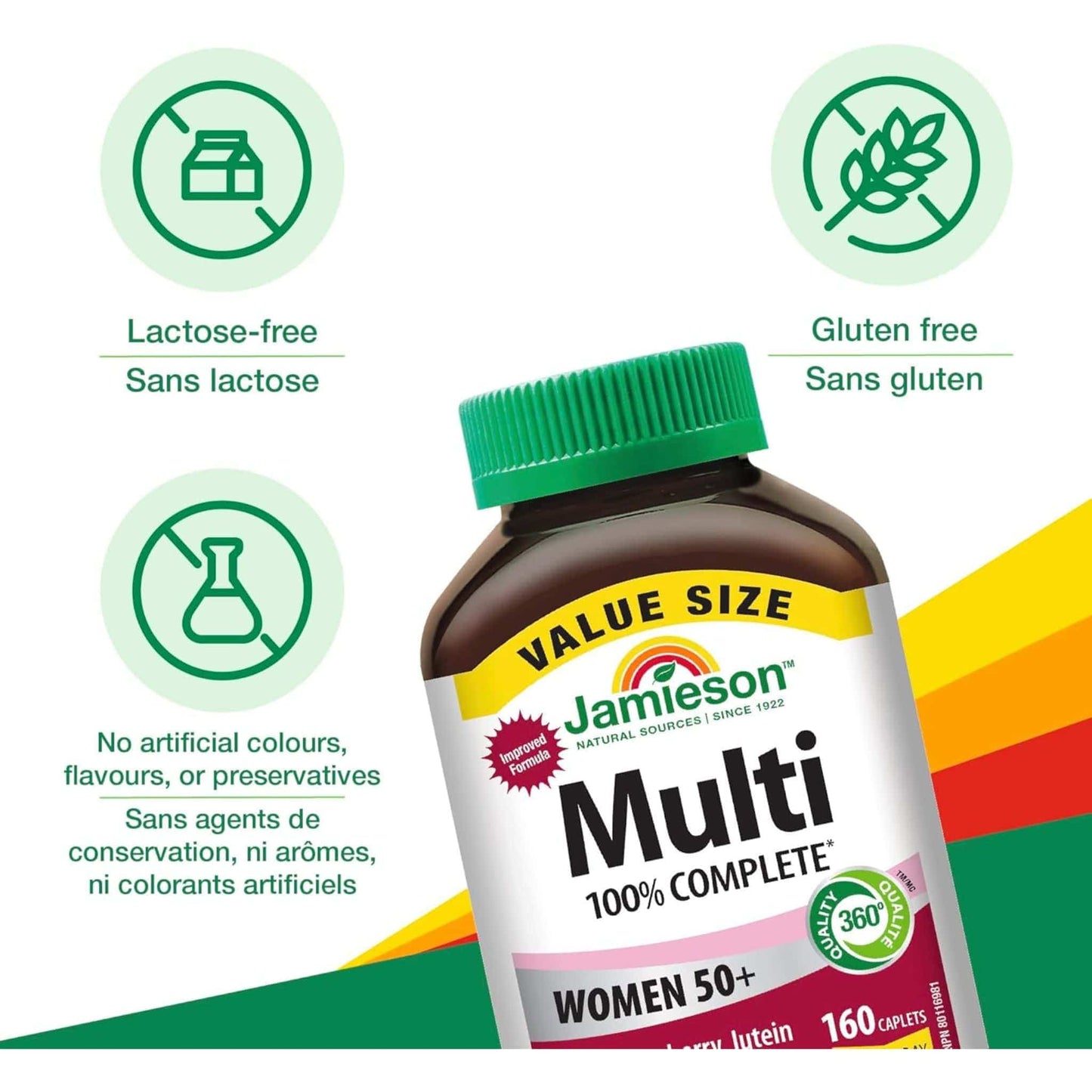 160 Caplets (New Formula) | Jamieson Multi 100% Complete Multivitamin for Women 50+